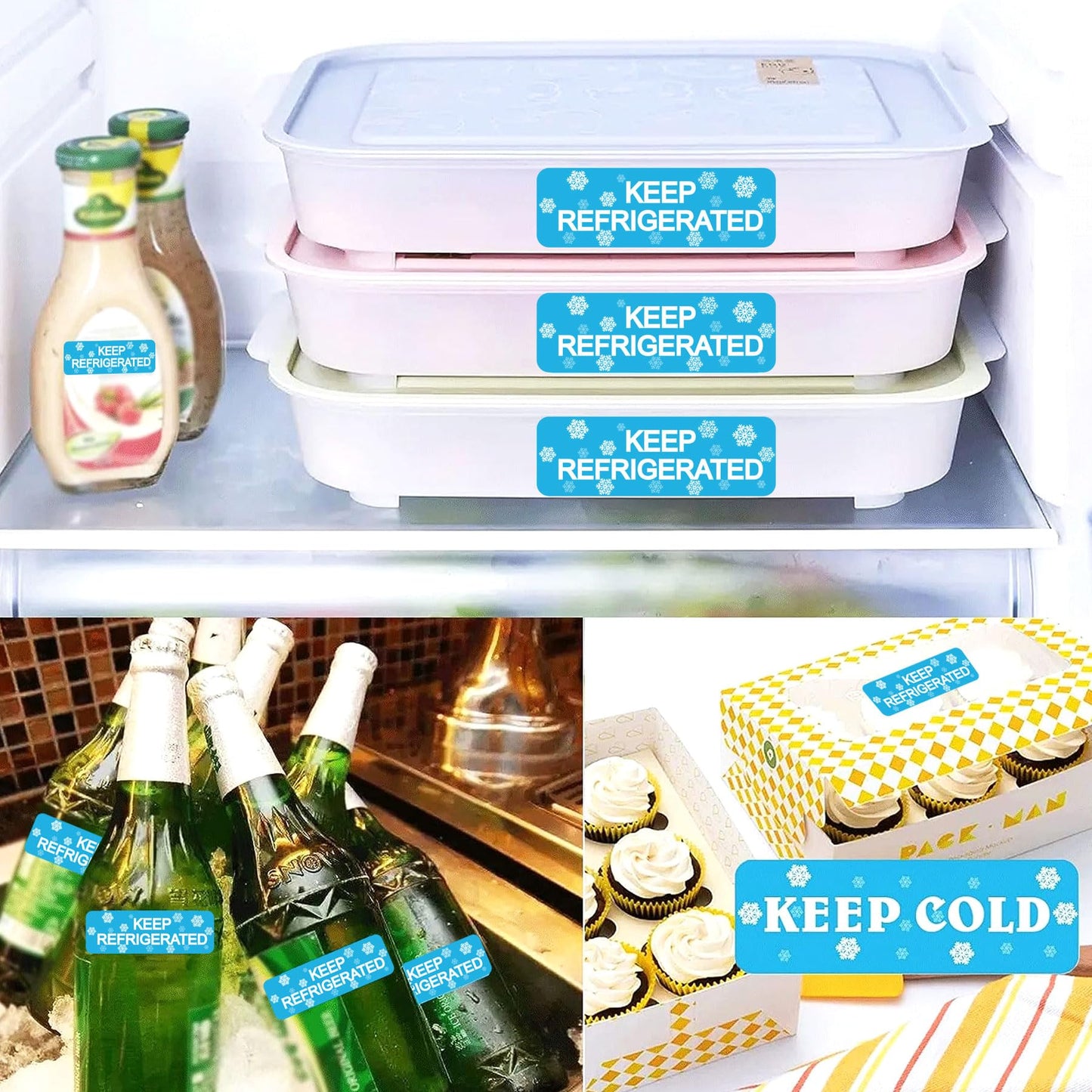 wootile Rectangle Keep Refrigerated Stickers Waterproof Shipping Labels 0.5 X 1.5 Inch Fluorescent Blue Keep REFRIGERATED/Cold Food Packaging Warning Label 500 Adhesive Labels for Pharmacy,Drug Store o.5 X 1.5
