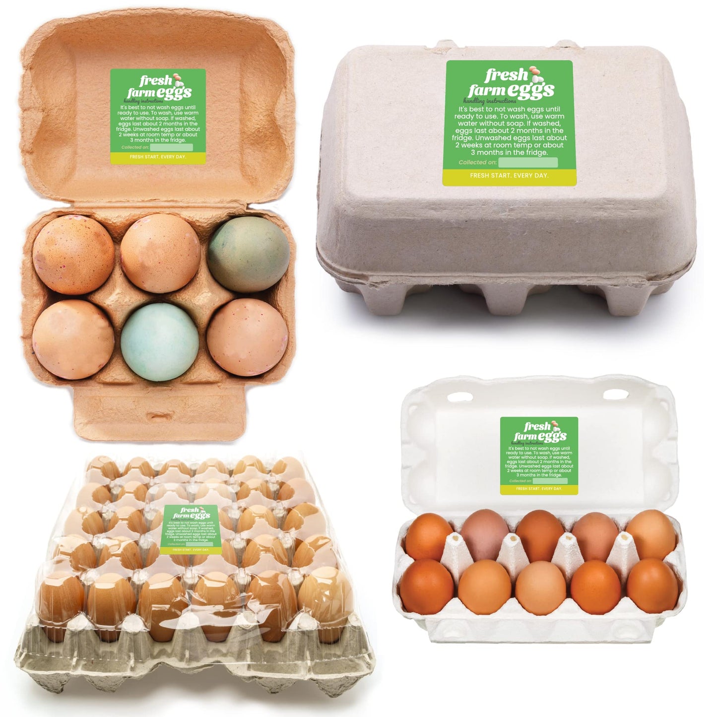 Havongki 100 Pack Premium Fresh Farm Eggs Handling Instructions Stickers Labels Care Accessories | Egg Blank Cartons 4 6 12 15 18 30 48 50 Count Basket Box Container Storing Extra Organizer -M12SS100