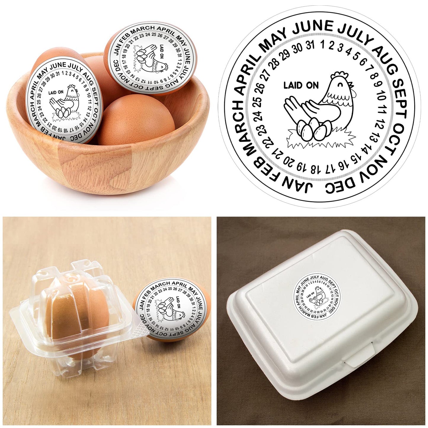 Ctosree 500 Pcs Eggs Laid on Date Stickers 2" Farm Fresh Egg Round Stickers Egg Chicken Carton Labels for Farmer's Market Packaging Farm Fresh Produce Labeling