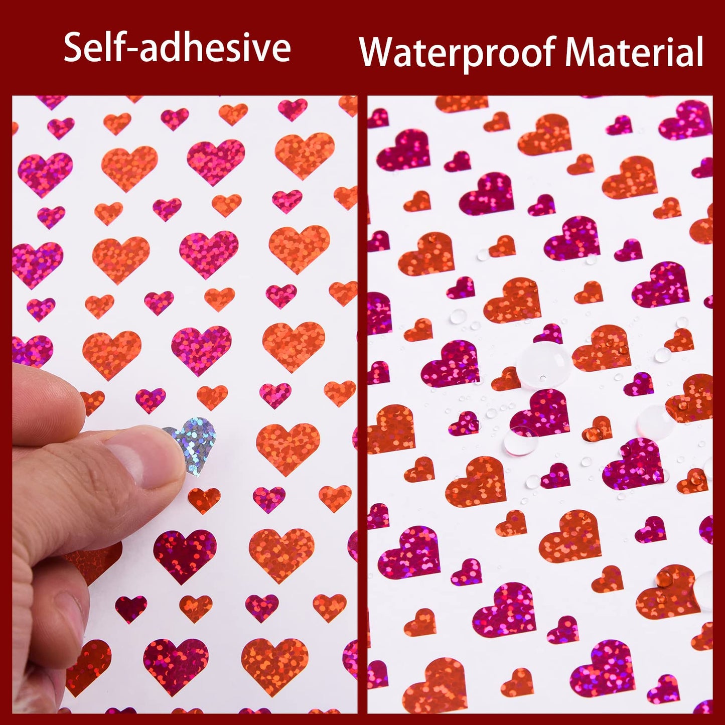 4000 Pcs Glitter Heart Sticker Valentine's Day Heart Shaped Sticker Love Heart Stickers Labels Self-Adhesive Decorative Sticker for Party Favors, Wedding, Anniversaries, Gift Packaging, Scrapbook