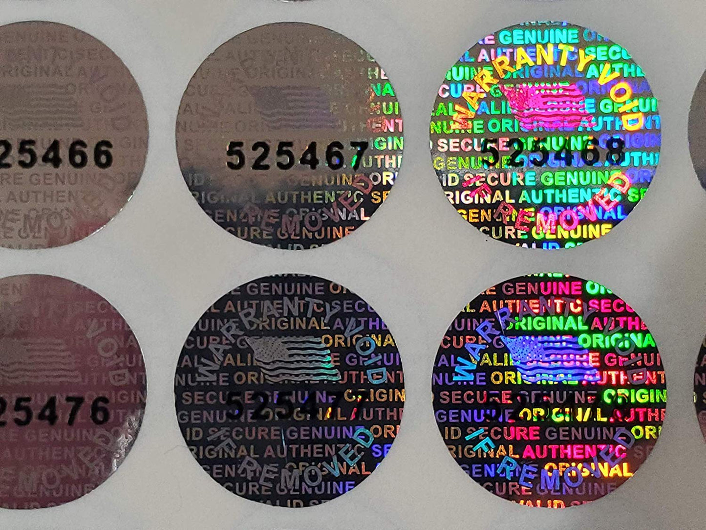 14 MM (0.53 inch) with Serial Number Round Tamper Evident Security Void Hologram Labels Seals Stickers- Maxhologram Brand (100) 100