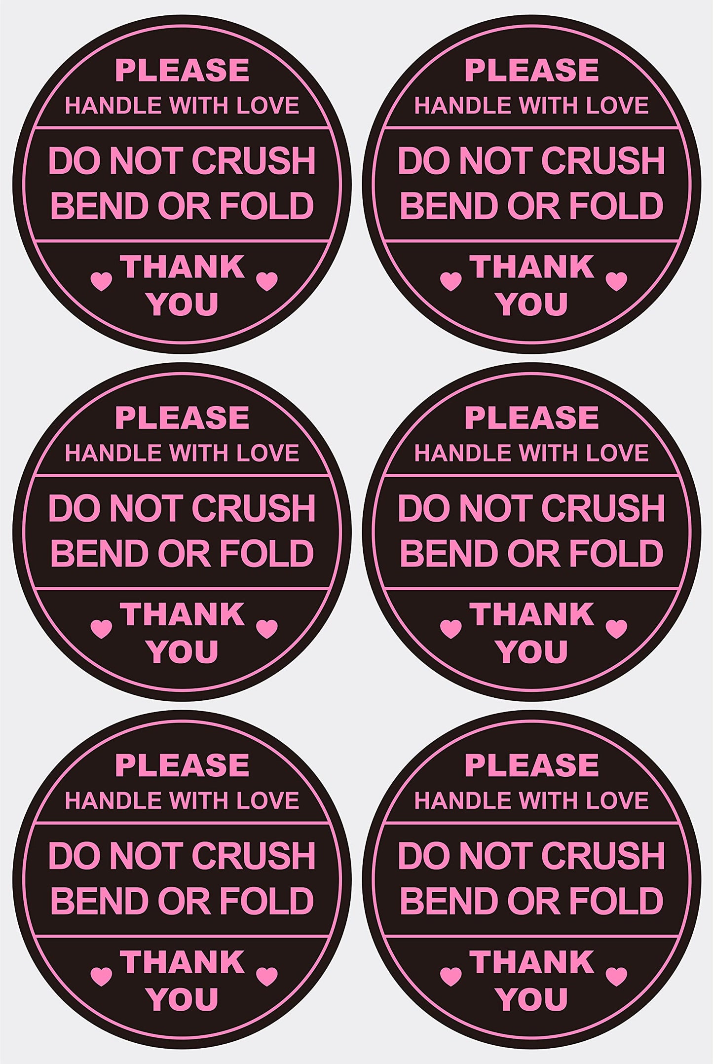 2 inch 300 PCS Black Round Do Not Crush Bend or Fold Handle with Love Labels Stickers Shipping Mailing Cartons Envelops Adhesive Labels-Poskornwel