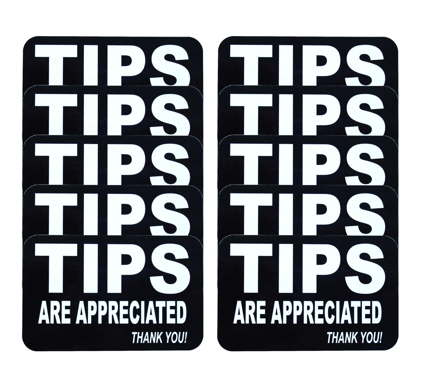 10 Pieces Tips are Appreciated Vinyl Stickers,2.5 inches by 4 inches Self Adhesive Stickers,UV Waterproof Scratch Resistant Film Labels
