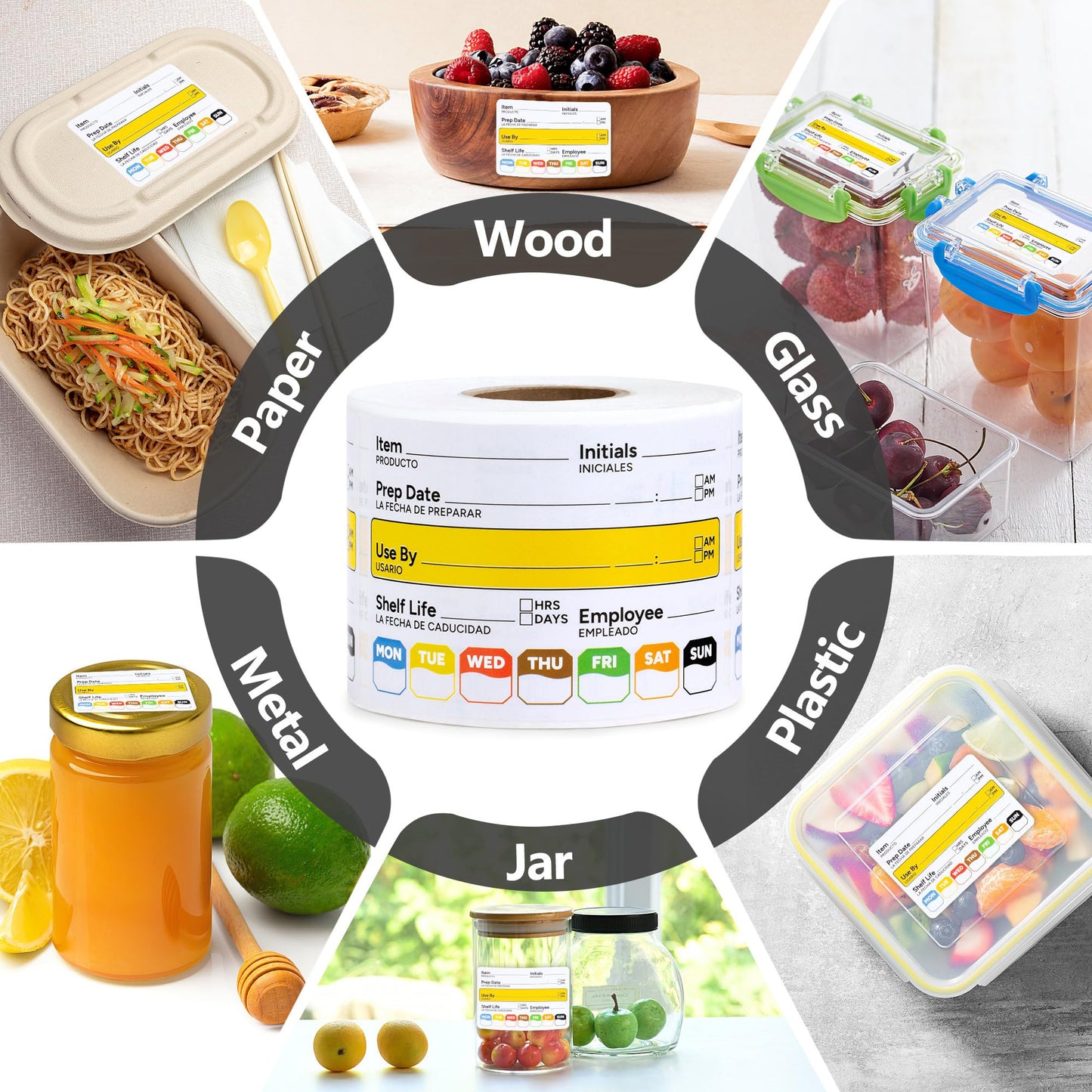 300 Pcs Restaurant Quality Shelf Life Food Rotation Labels Vinyl, 2” x 3” Self-Adhesive Removable Freezer Food Labels, Perfect for Reusable Containers, Easy to Remove, Food Safety Date Sticker 1 Pc