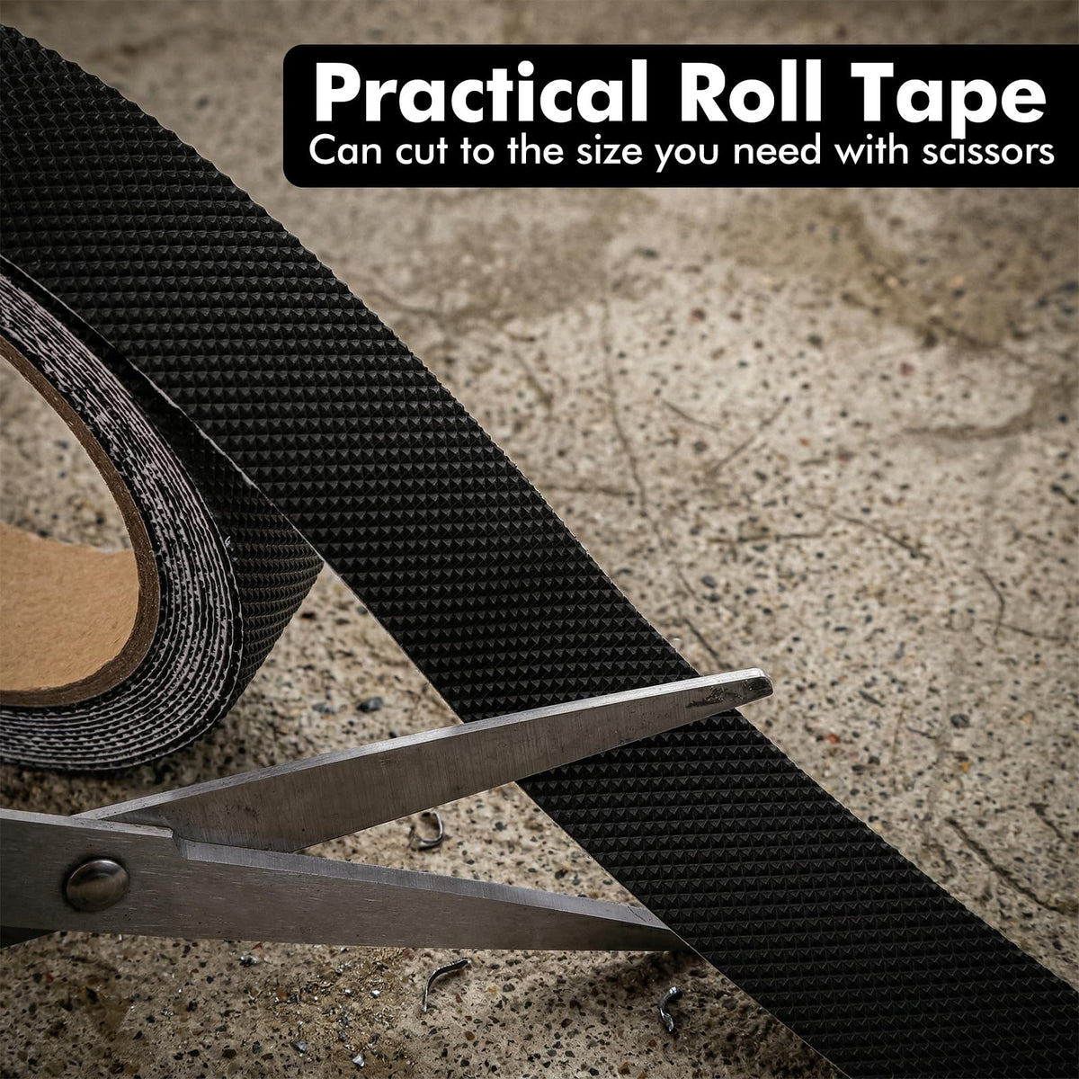 Rubber Grip Tape Anti Slip Tape, Ultra-Thin Strong Adhesive Anti-Slip Waterproof Heat Resistant Wear-Resistant Cushion Pad, Making Handles or Contact Surfaces Safer(Black, 1In x 16Ft)