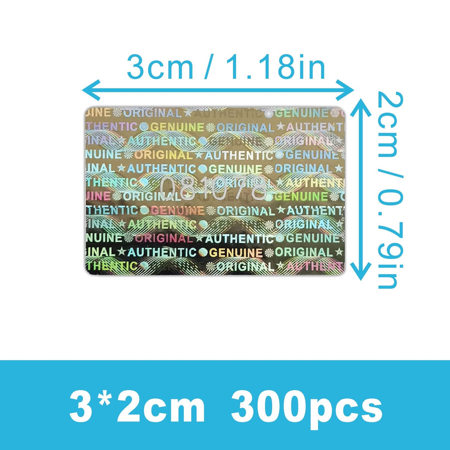 1.18X0.79 inch Silver High Security Tamper Evident Seal Warranty Void Original Genuine Authentic Hologram Labels/Stickers w/Unique Sequential Serial Numbering Tamper Proof Stickers(300) 300