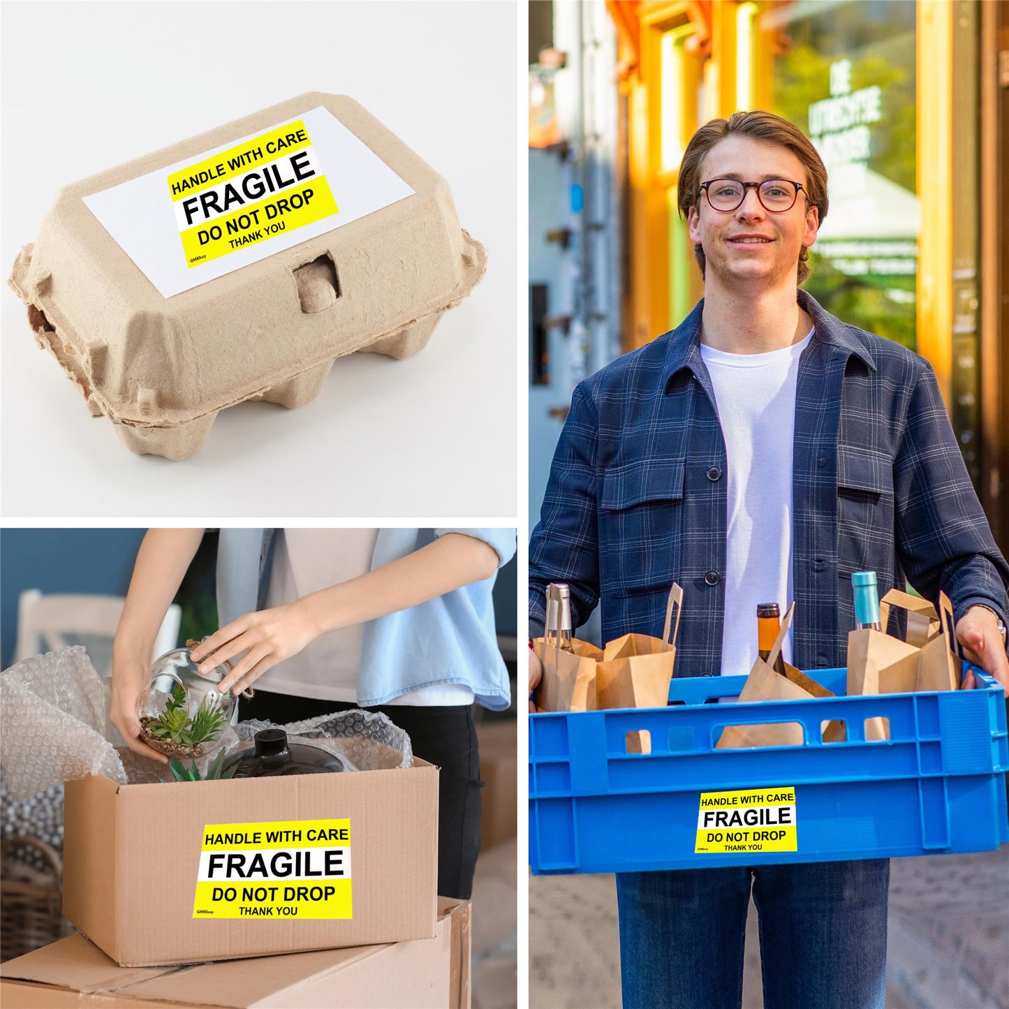 Yellow 4 x 6 Inch – 100 Do Not Drop – Fragile Stickers Roll, Easy Tear, Permanent Adhesive Warning Labels for Shipping Box, Carton, Parcel, Package, Pallet & More 4" x 6" - 100 Labels Yellow