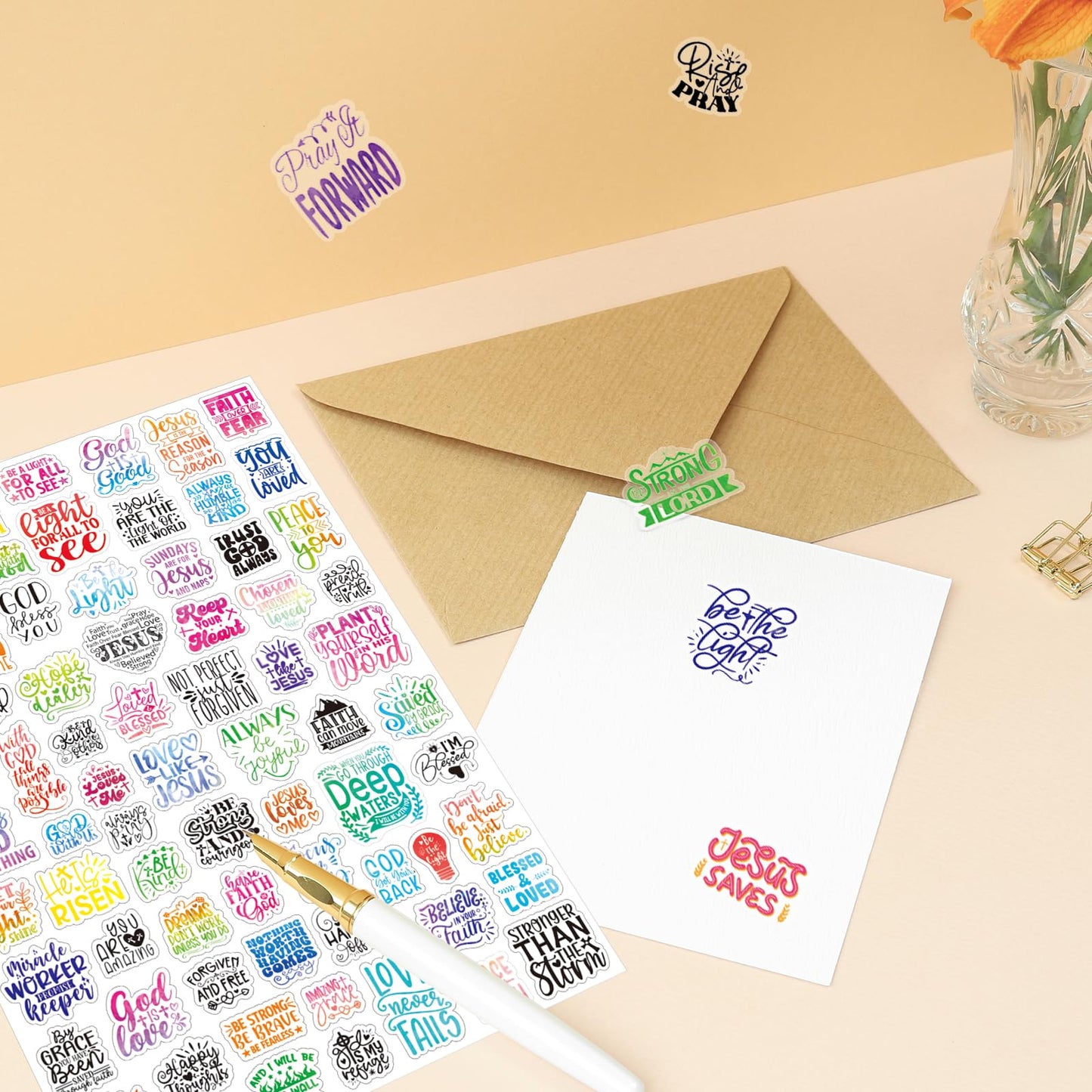 Bible Verse Stickers Inspirational Clear Bible Stickers for Crafts Christian Religious Faith Labels for Water Bottle Scrapbooking Calendar Diary Planner Inspirational Prayer Board Stickers