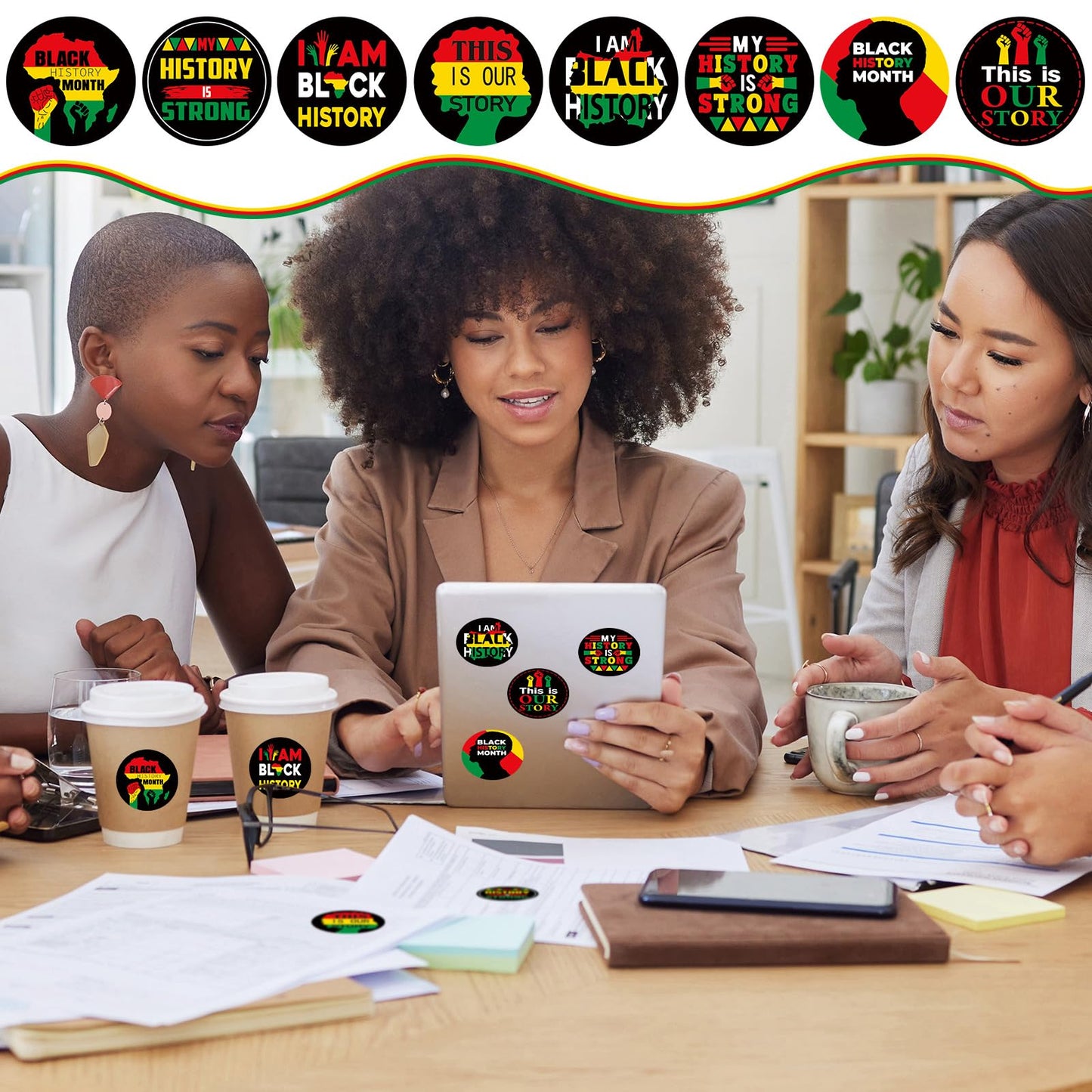 Harloon 1000 Pcs Black History Month Stickers Bulk, Roll Stickers Black Freedom Day Patriotic Party Supplies for Celebrate History Labels Decorations Month Gifts Party Supplies Water Bottle Rewards