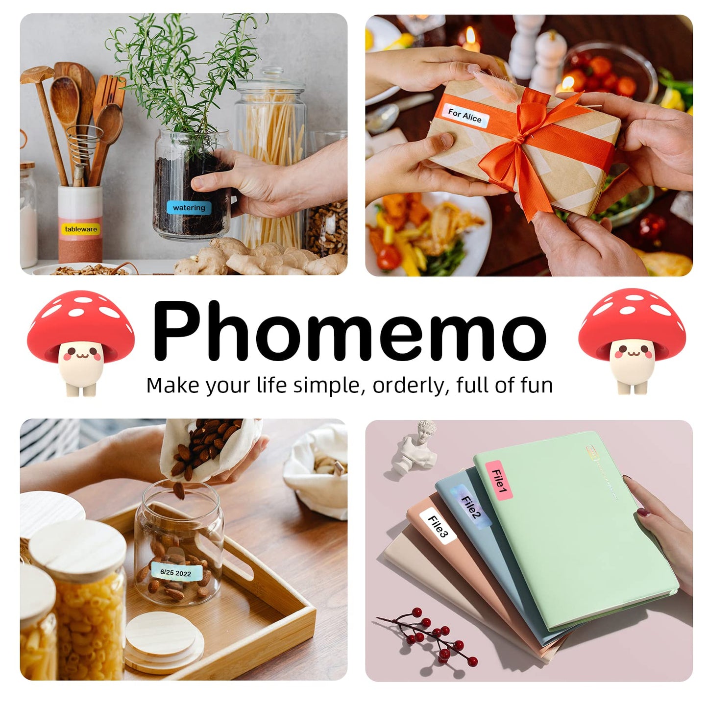 Phomemo D30 Labels-15mm x 6m Continuous Label Maker Tape, Sticker Thermal Paper Self-Adhesive Label Tape for Phomemo D30 Label Printer, White,3 Rolls