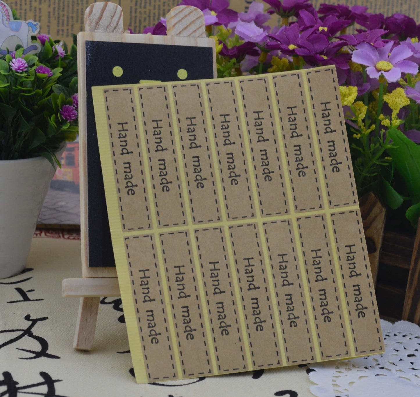10 Sheets Hand Made Sealing Stickers Adhesive Kraft Paper Label Sticker Hand Made Envelopes Stickers Baking Labels Stickers for Cake Boxes DIY Craft Arts Handmade Baking, 2.75 x 0.59 Inch