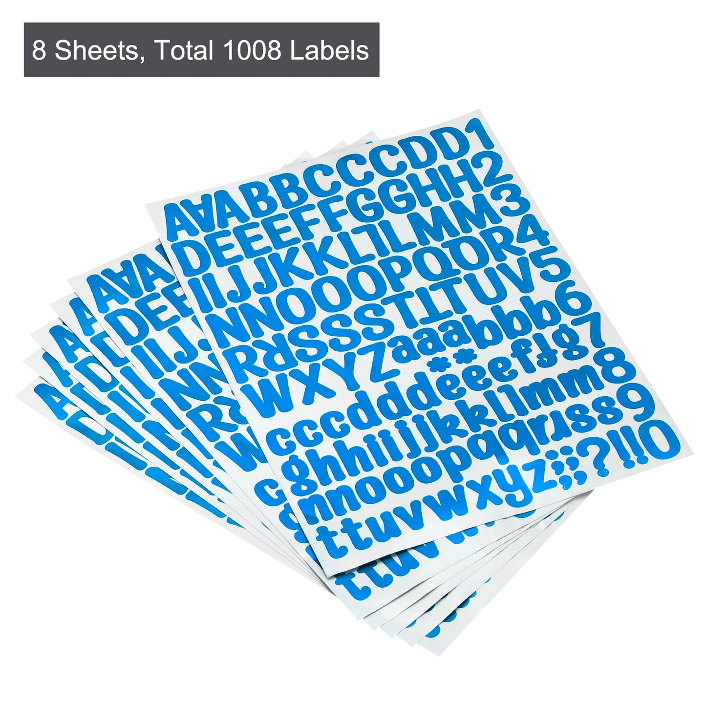 PATIKIL Letter Alphabet Number Stickers, Glitter Blue 1" Reflective Labels Self Adhesive Vinyl Sticker for Classroom Organization, Sign, Door, Address, 8 Sheets, 126 Count/Sheet