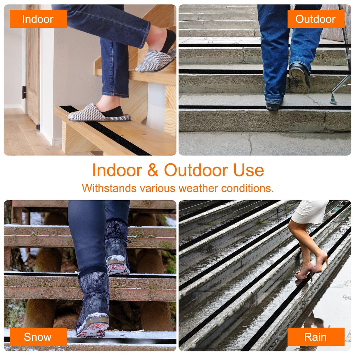 HARFINGTON Anti Slip Traction Tape 2" x 16.4ft Waterproof Non-Slip Grip Tape High Friction Weather Resistant Non Skid Stair Treads Tape for Indoor Outdoor Stair Steps, White 2" x 16.29ft