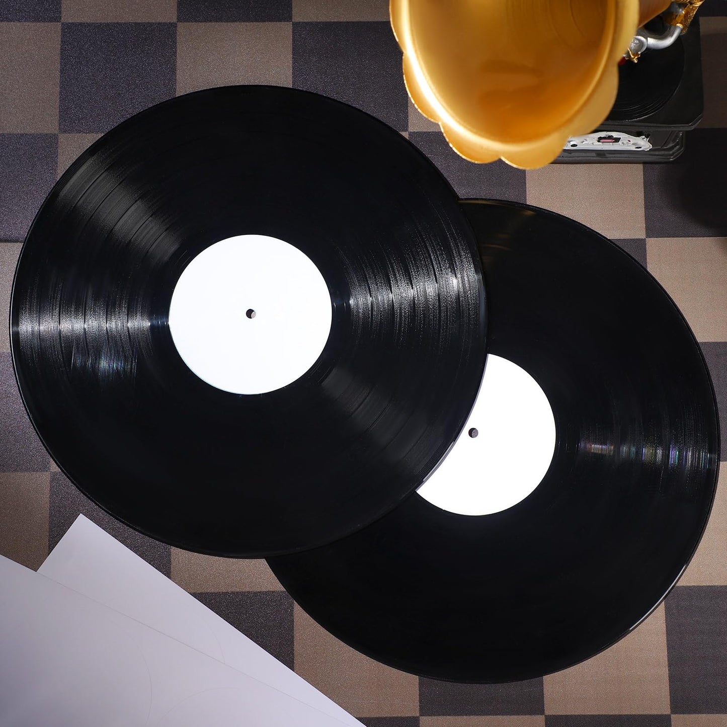 20 Sheets Vinyl Record Center Label with Hole for 12 Inch Long Playing Record 4 Inch Round Labels White Circle Stickers for Worn Damaged Replacement, 4 pcs Each, 80 Total