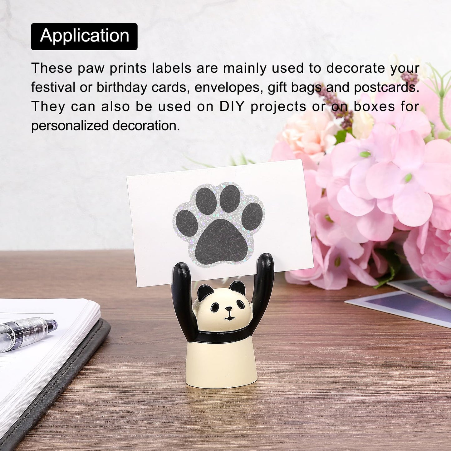 MECCANIXITY Adhesive Label Stickers Sequin Black 500Pcs Paw Prints Stickers 0.98inch Dog Paw Bear Paw Stickers for Children Teacher Fit Crafts Party