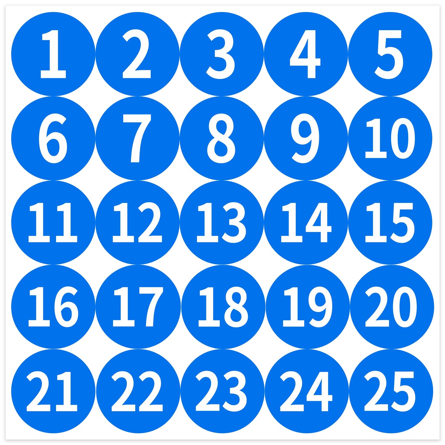 1-25 Consecutive Number Stickers, Small Round Vinyl Number Stickers, Self-Adhesive Anti-Fading Waterproof Label Decals 1 inch for Inventory Storage, Home and Office Classification(Blue) Blue1-25 1IN