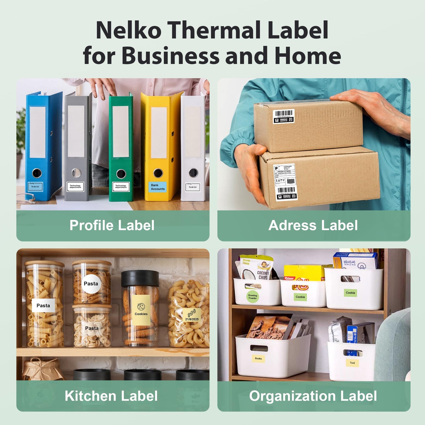 Thermal Labels for Nelko PM220 Label Maker, 1.57'' x 1.18'' (40x30mm) Thermal Sticker Tab, Waterproof, Multi-Purpose Label Tape, 1 Roll of 230 Self-Adhesive Thermal Paper (White) White