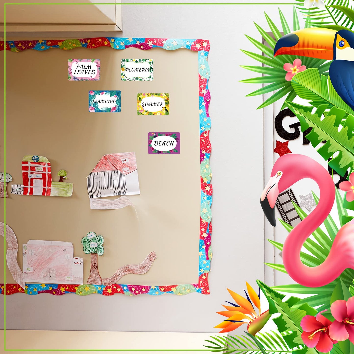 Containlol 240 Pcs Summer Name Tags Stickers, 3.5x2.4 Inch Self Adhesive Labels - Gift Wrapping, Back to School, Party Supplies, Camping, Home Office(Hawaii Style) Hawaii Style