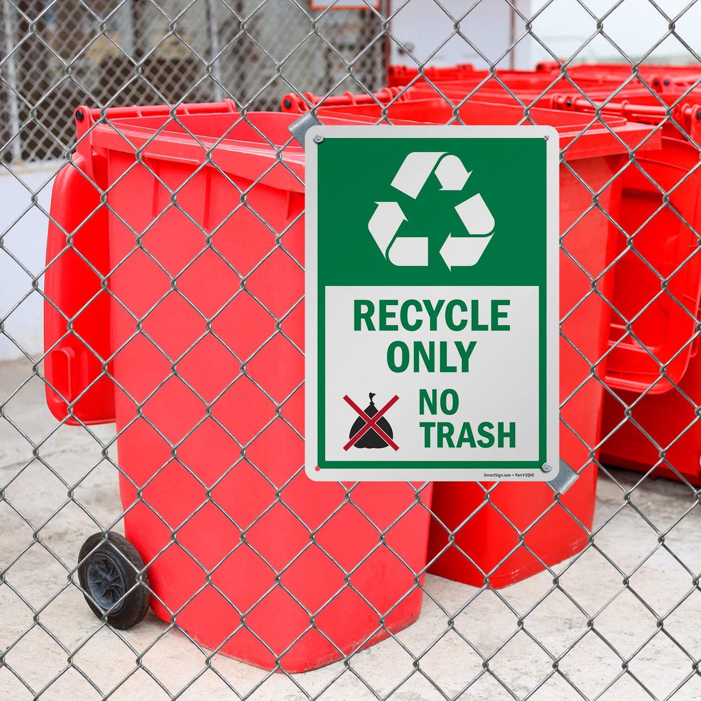 SmartSign 14 x 10 inch “Recycle Only - No Trash” Metal Sign with Symbol, 40 mil Laminated Rustproof Aluminum, Multicolor, Made in USA