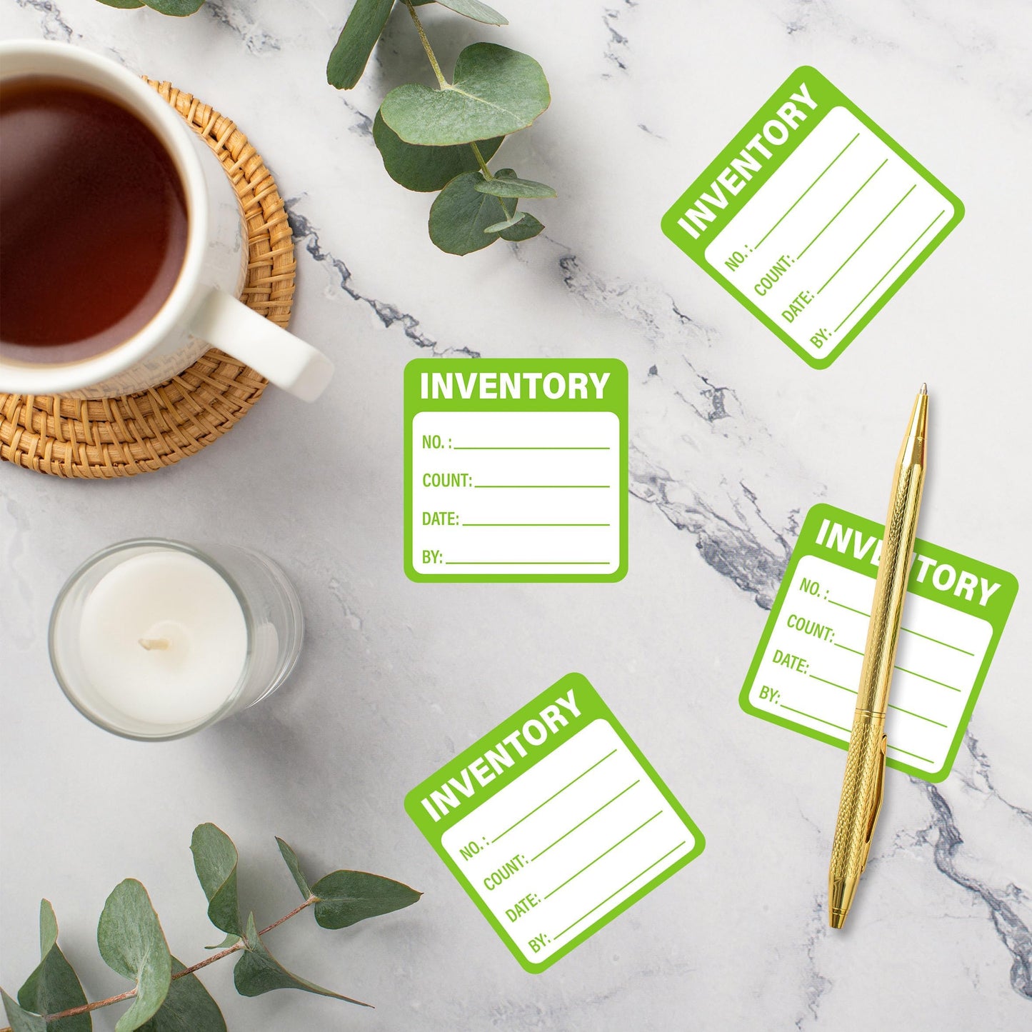 600 Pcs Inventory Stickers Control Labels for Shipping Handling Packing Moving Marking Organizing Notating Items 2 X 2 Inch Green