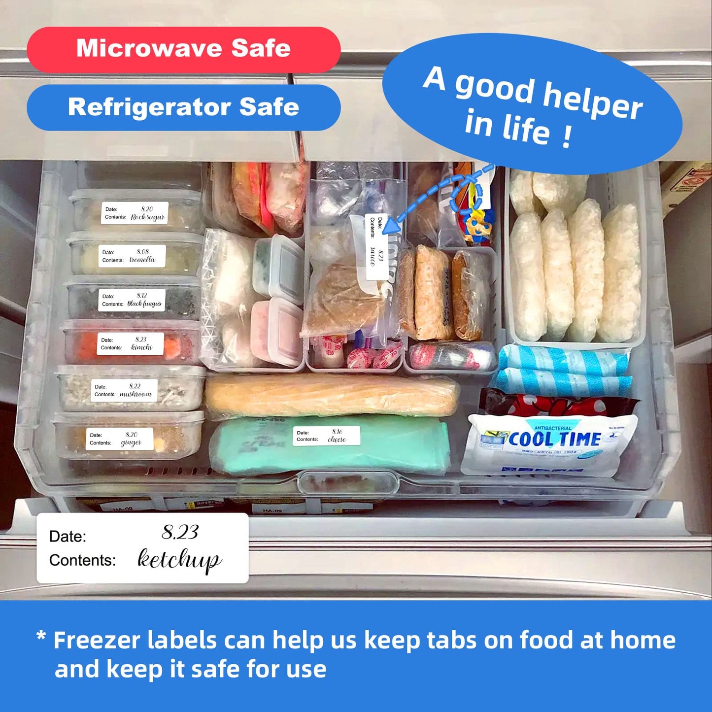 500 Pcs 1" x 3" Freezer Refrigerator Food Labels, Removable Adhesive, Water Oil Resistant, No Residue Food Storage Containers Labels Perfect for Monitoring Your Food in Kitchen Freezer - Black