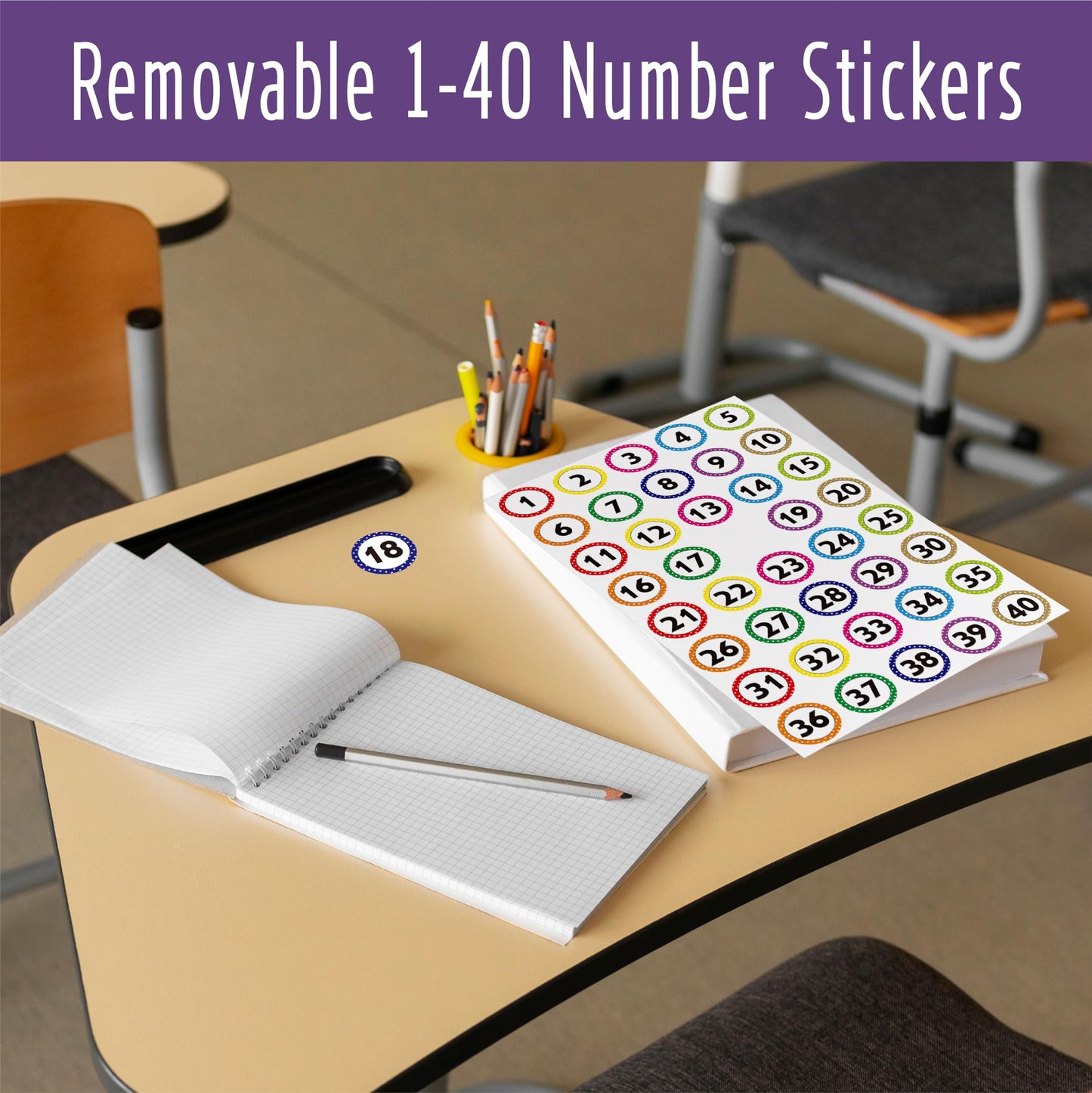 800 PCS 1-40 Number Stickers, Polka Dot Water/Oil/Tear Resistant Consecutive Number Labels, Remove Without Residue for Indoor, Outdoor, Office, Classroom, Storage, Organizing, Boxes (1”, 20 Sheets) 800