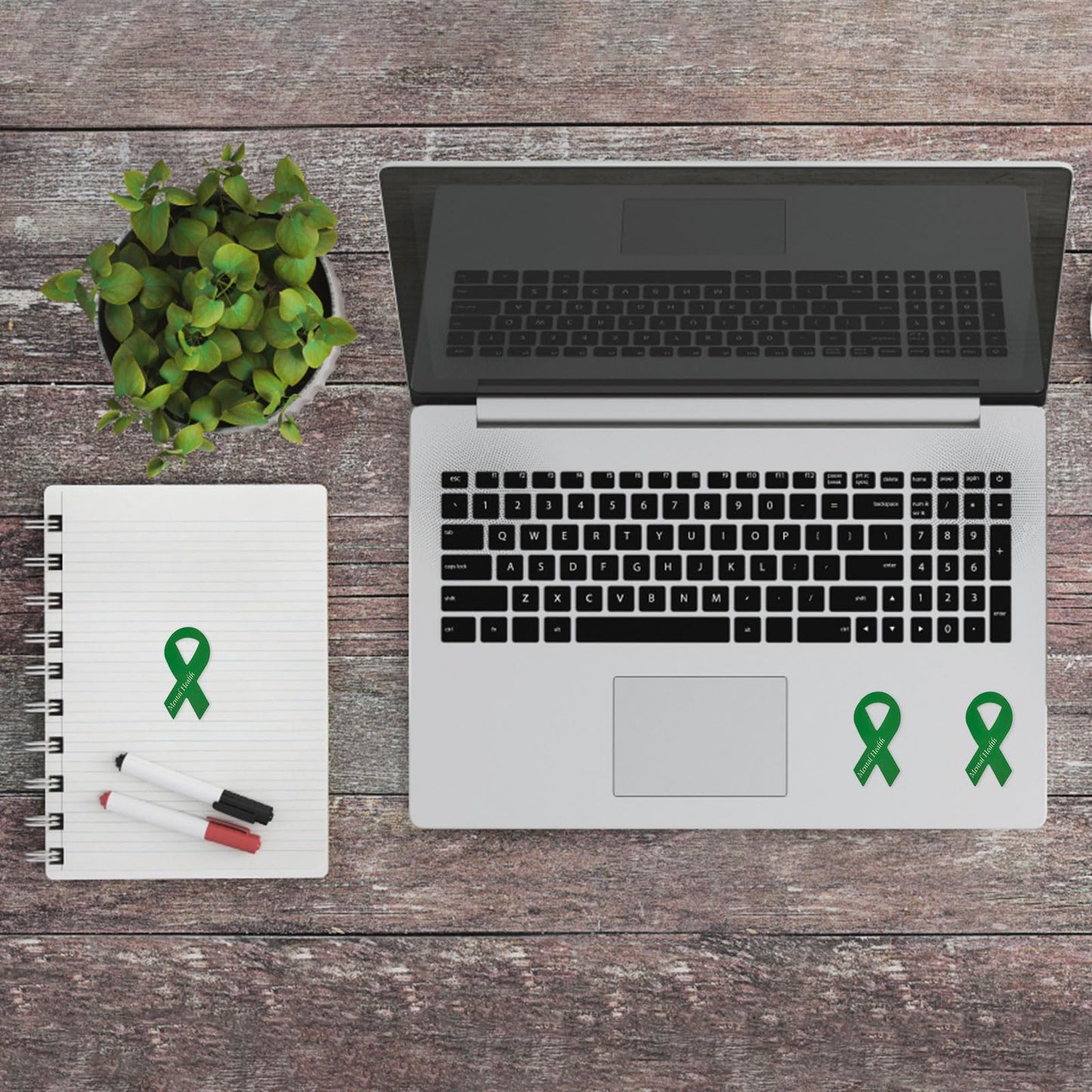 WANDIC Printed Green Ribbon Stickers, 500pcs Mental Health Awareness Decal Adhesive Label for Public Charity Fundraiser Events Supplies Gifts 500 pcs