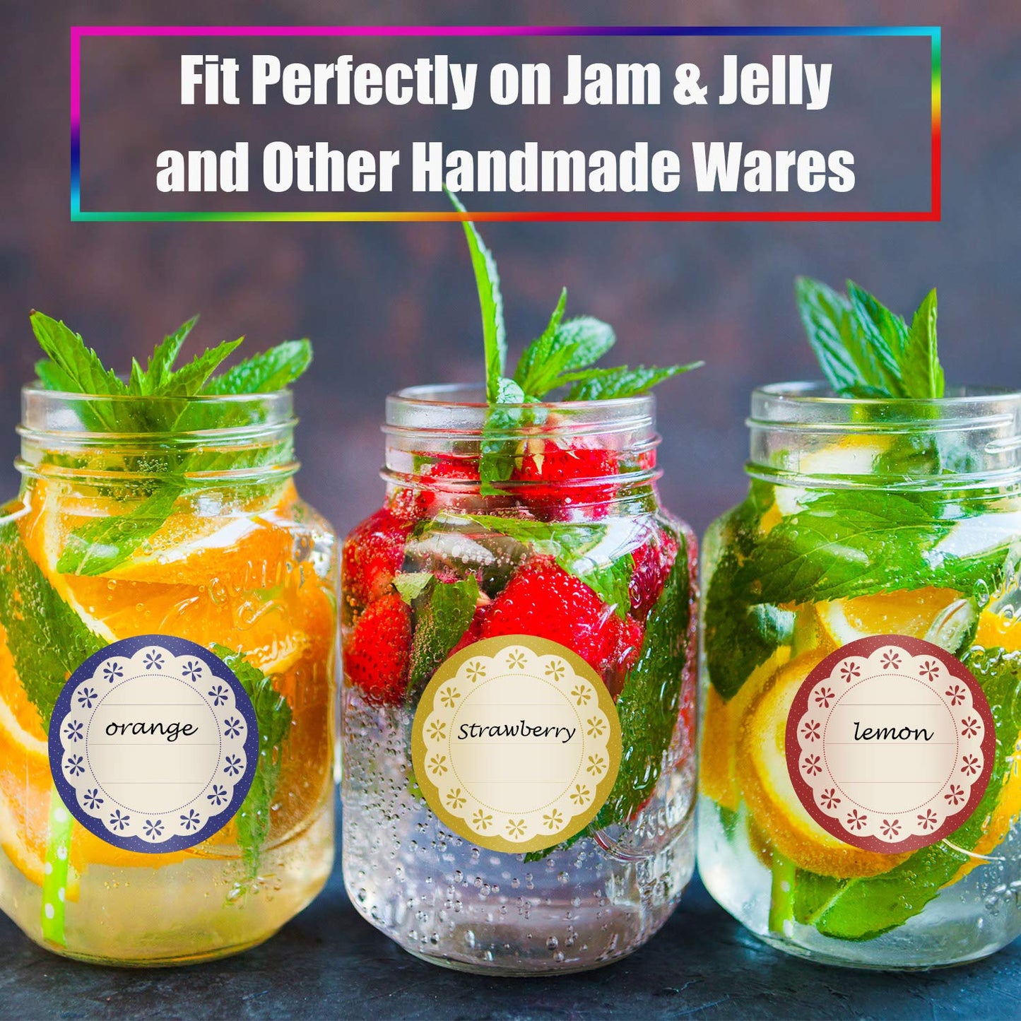 Outus 240 Pieces Canning Label Round Shaped Jar 2 Inch Mason Jar Lid Stickers Multicolored Meal Prep Label for Food Container, Glass Bottle, Canned Jams, Home and Kitchen Organization
