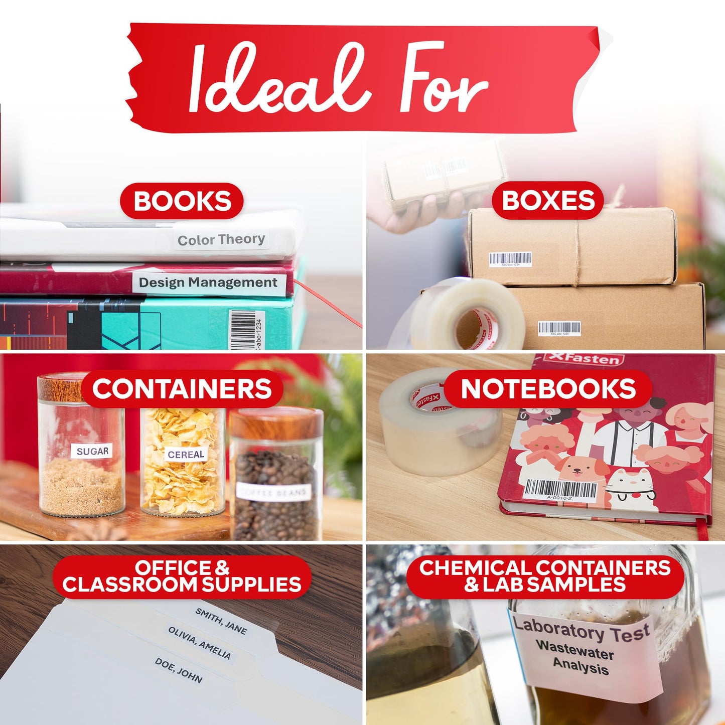 XFasten Clear Label Protectors 500-Pack 3.5 x 1.18 Inch Waterproof Labels for Plastic, Books