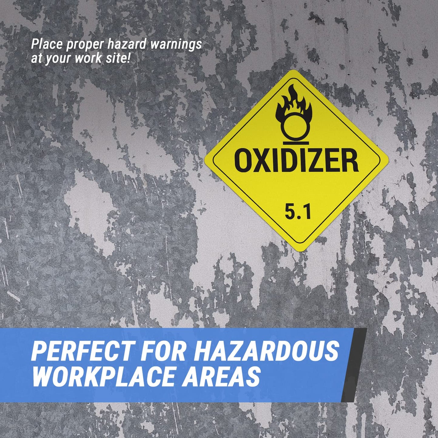 Class 5.1 Oxidizer Placard Labels (4 x 4 inch, Yellow - 300 Labels) Alert Yellow Oxidizer Sign for Shipping & Transportation or Class 5.1 Hazardous Materials