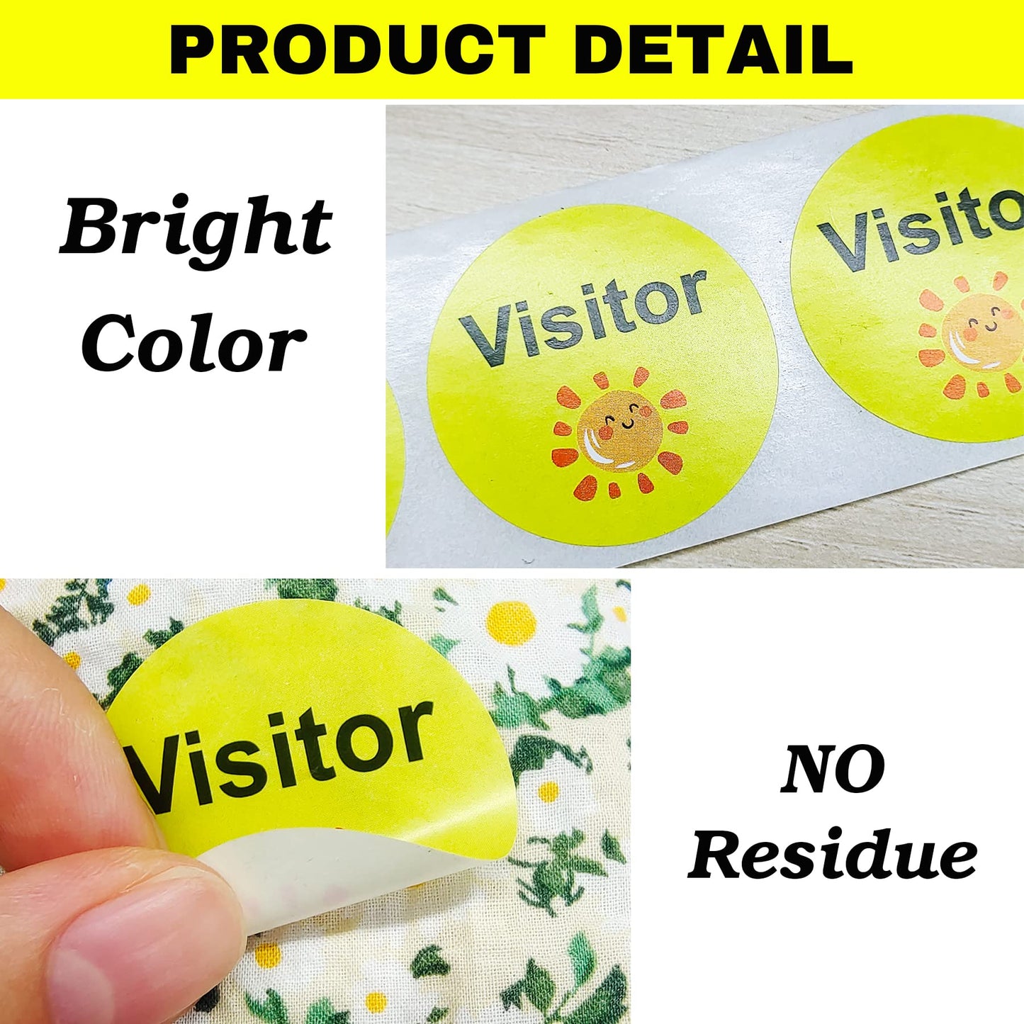 1.5 inch Visitor Stickers 500 pcs Happy Face Visitor Labels Christmas Visitor Identification Labels Stickers for Vistor Pass at School,Daycare,Hospital,Clinic,Museum,Business