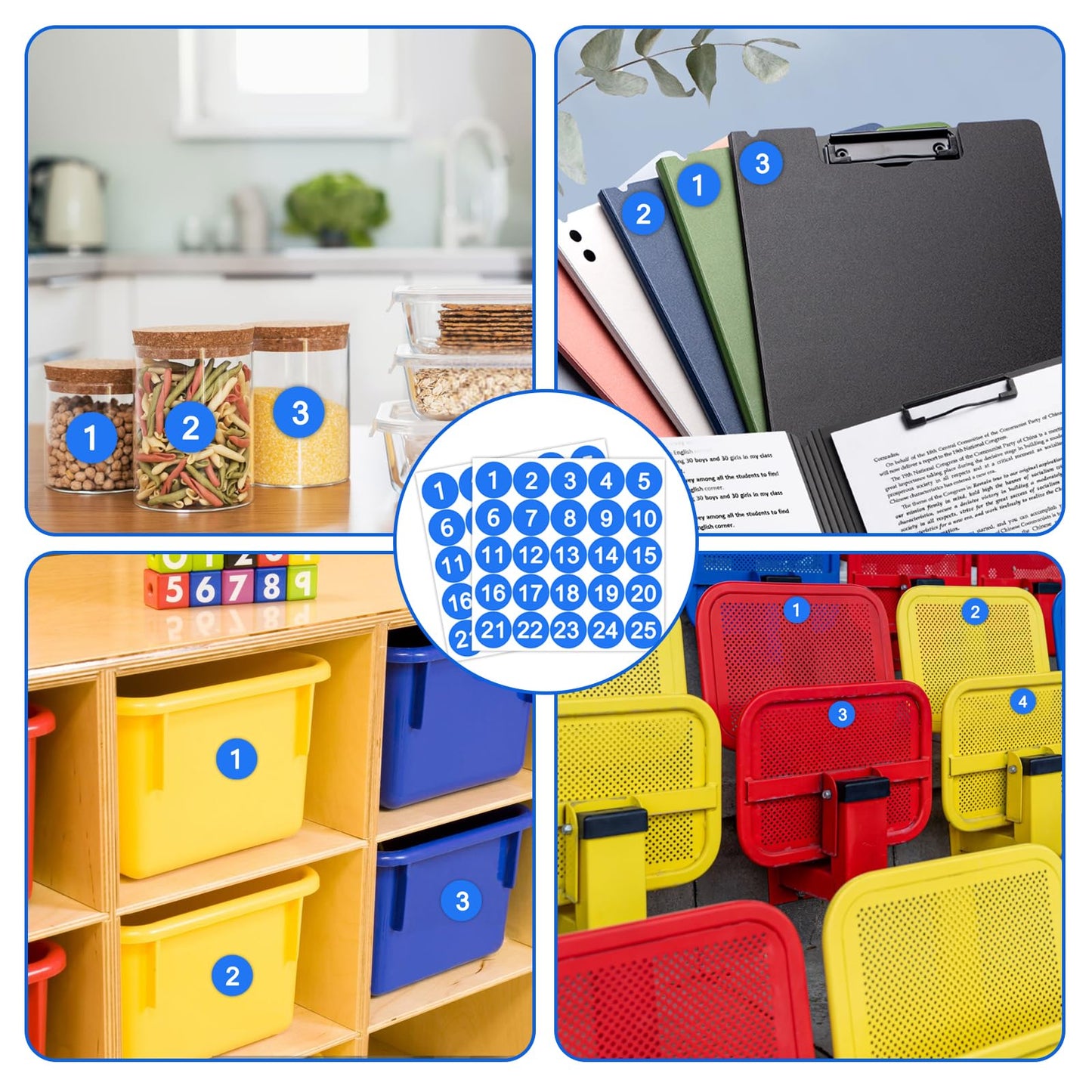 50 Pcs Blue Consecutive Number Stickers 1-25, Vinyl Small Number Stickers, Strong Adhesive/Waterproof & Anti-Fading, Suitable for Indoor/Outdoor Inventory Management Lockers Equipment Home Office 1 inch
