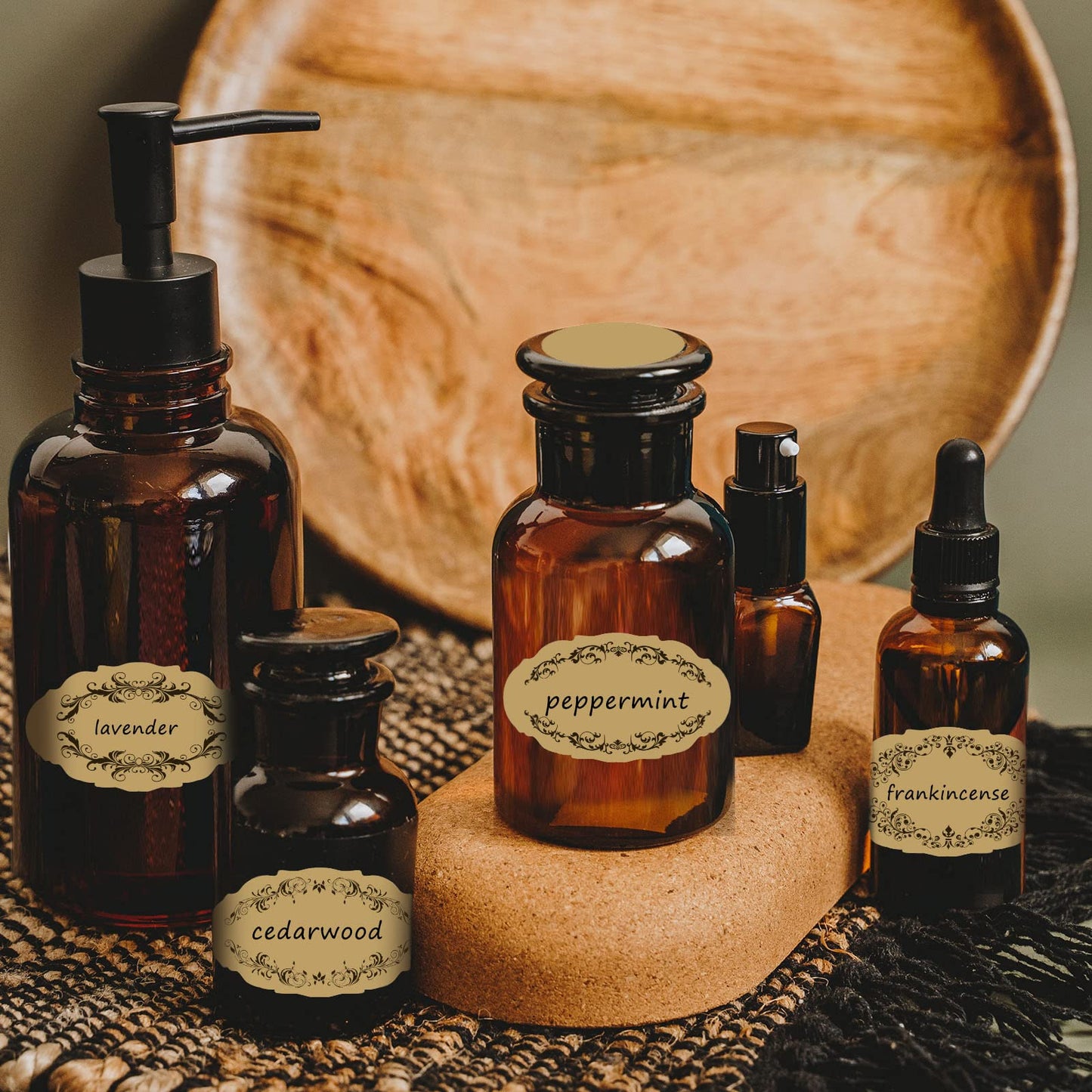 10 Sheet Apothecary Oval Oil Bottle Weatherproof Labels Vintage Kraft Look Apothecary Labels with Round Cap Stickers for Bottles and Jars (Blank)