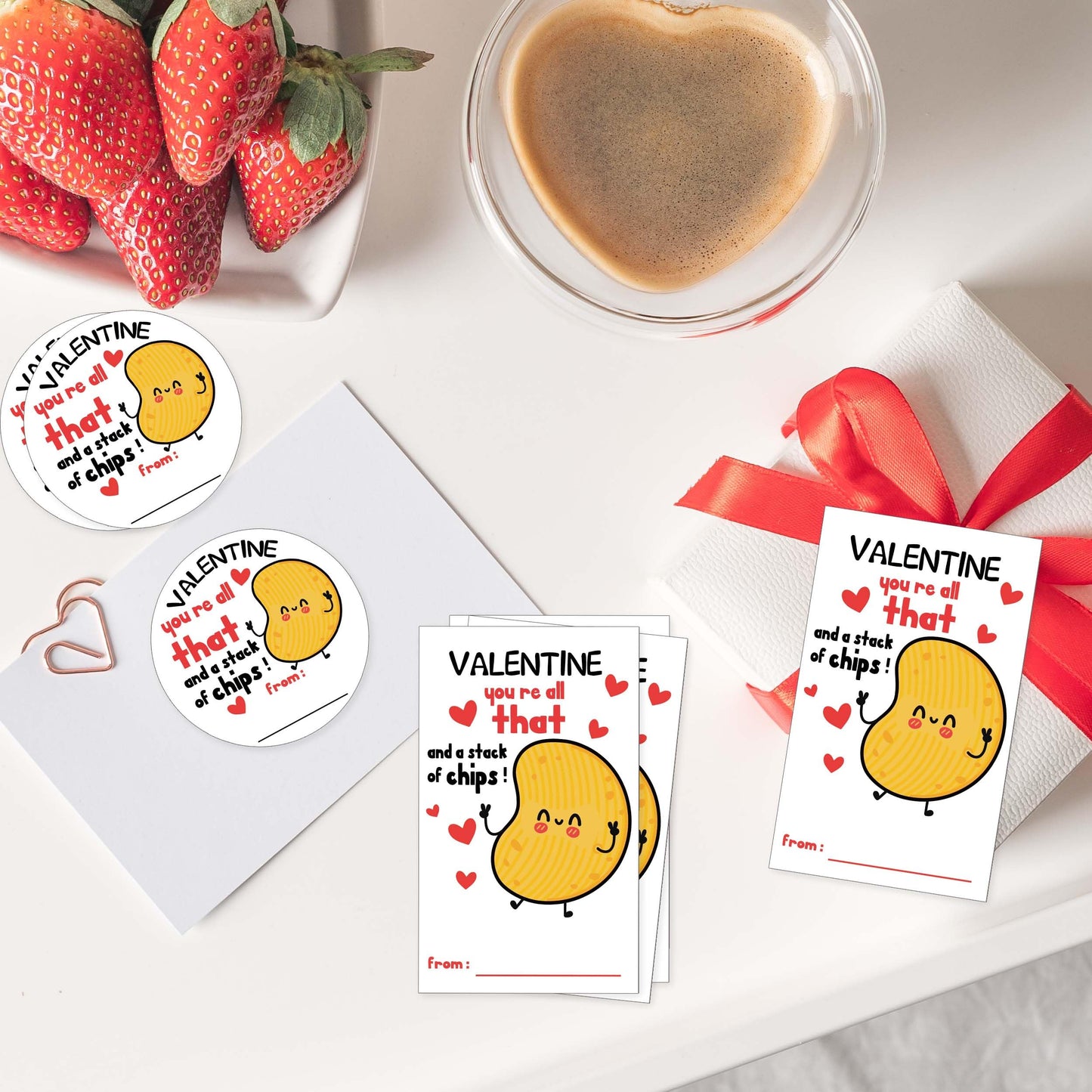Valentine's Day Stickers, Potato Chips Valentine Favor Stickers, Valentine Party Favor Labels, 20 Round Stickers and 20 Square Stickers, Valentine Labels for Gift Wrapping Classroom-A01
