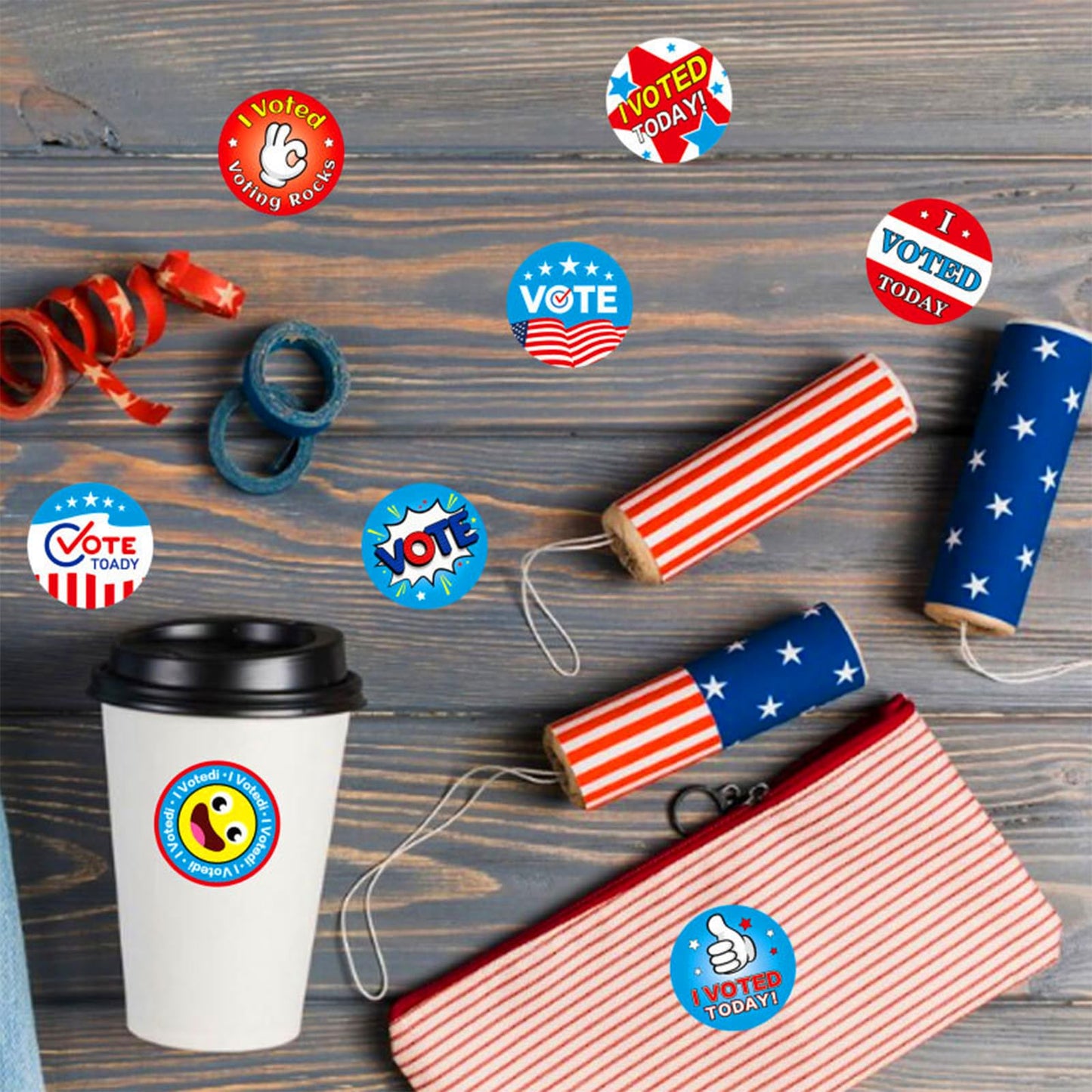 500pcs I Voted Stickers - 1.5 inch Stickers for Kids & Postcards, Patriotic Vote Decorations