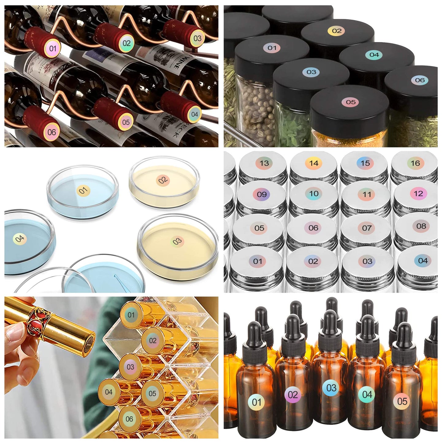 10 Sheet Number Stickers, Self-Adhesive Small Round Office Labels, Reflective Laser Numbered Stickers for Inventory Storage, Nail Polish Bottles, Swatch Sticks & Lipsticks