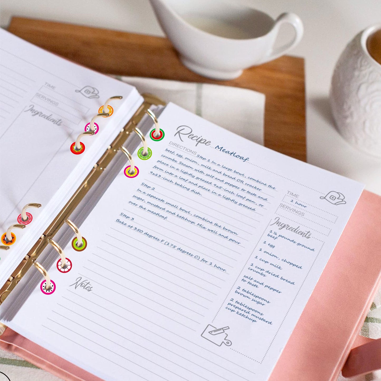 3000 Pack Fruit Design Hole Punch Reinforcement Sticker Labels, Tear Resistant Plastic Circles Hole Protectors for Loose-Leaf Paper Sheets, 10 Donut Designs(Outer 0.5”, Inner 0.25”) Colorful Fruit
