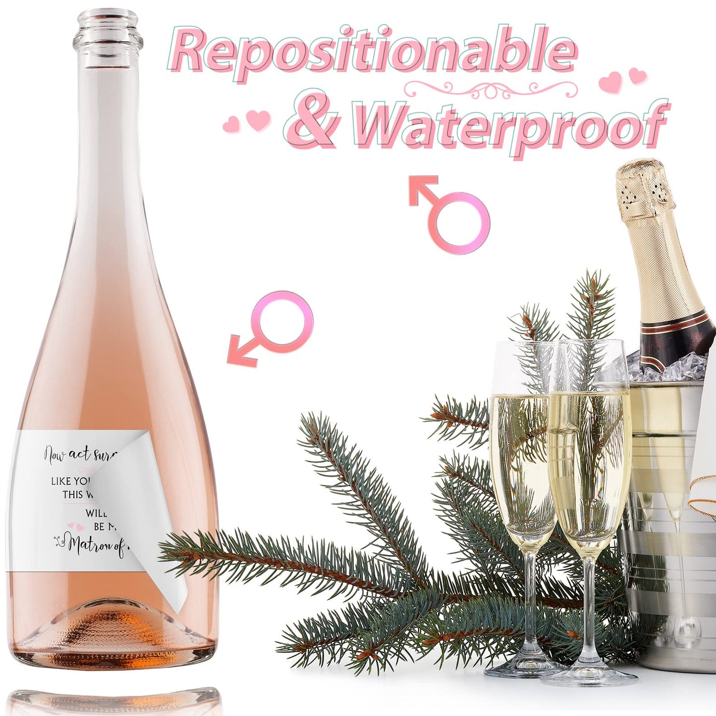 Yexiya 20 Pieces Bridesmaid Sticker for Mini Champagne Bottles - Proposal Ask Wine Labels, Bridal Party Maid of Honor Waterproof Stickers (Will You Be My Bridesmaid)