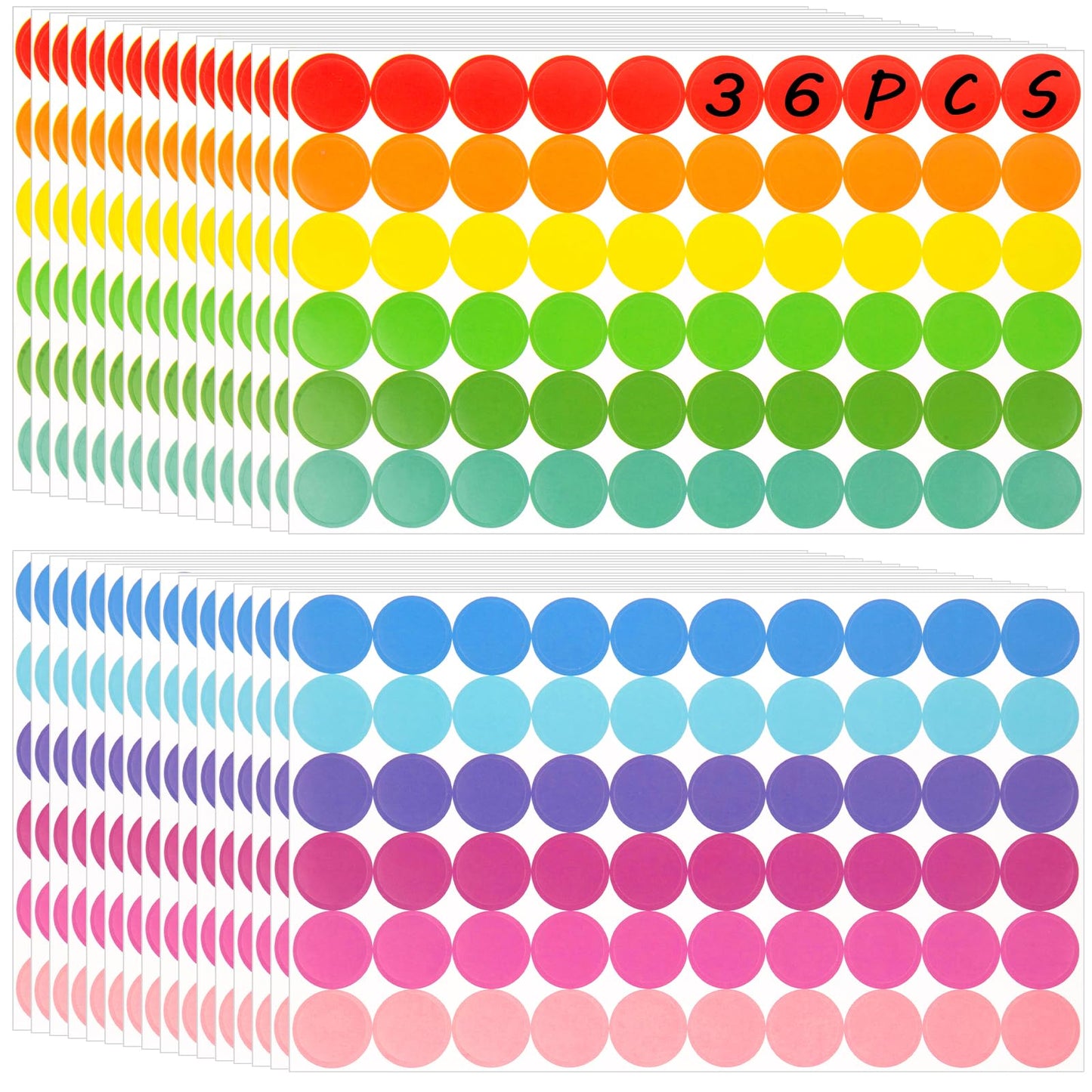 SallyFashion 2160PCS 3/4" Colored Coding Dot Labels - 12 Color Polka Circle Stickers for Classroom, Garage Sales, Papers Etc