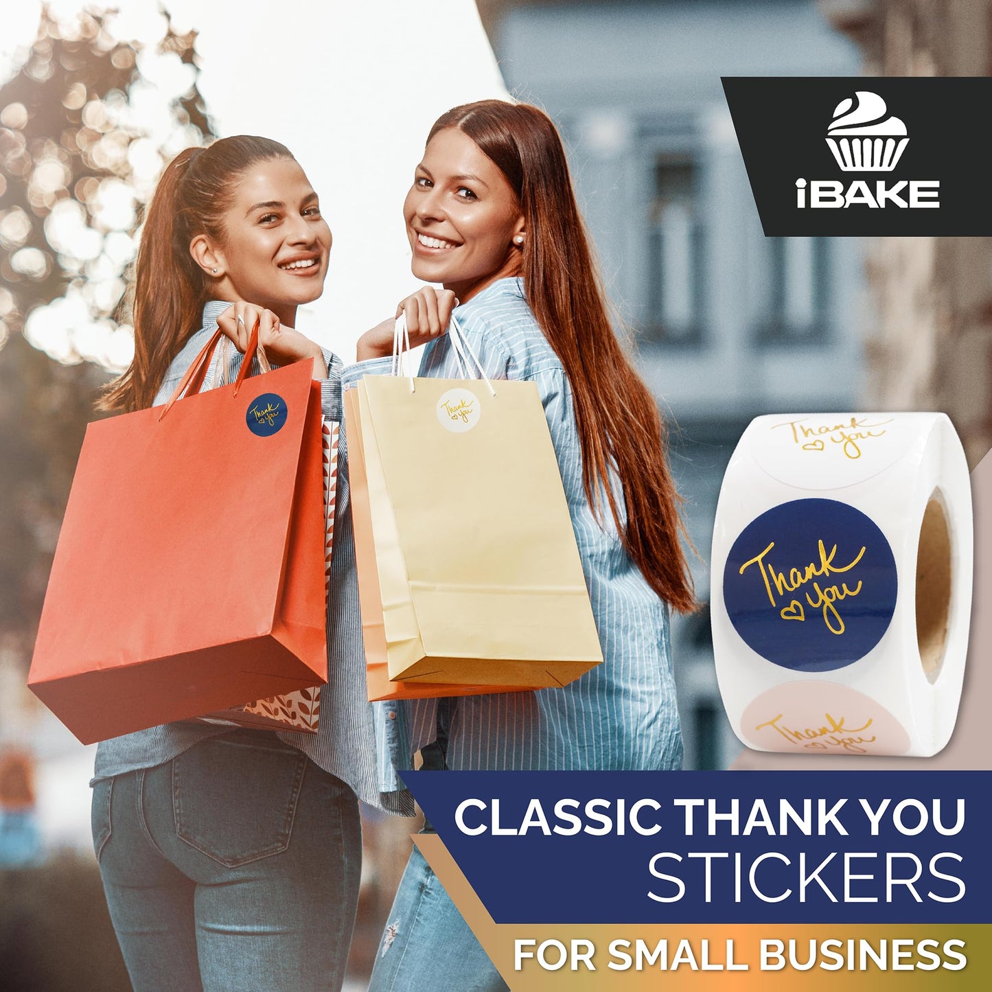 500 Thank You Stickers – 1.5 Inch Round Multicolor with Gold Foil – 4 Elegant Designs (Black, White, Pink, Navy) – Self-Adhesive Labels for Small Business Packaging, Orders, Envelopes, Boxes Classic 1.5 Inch (500)