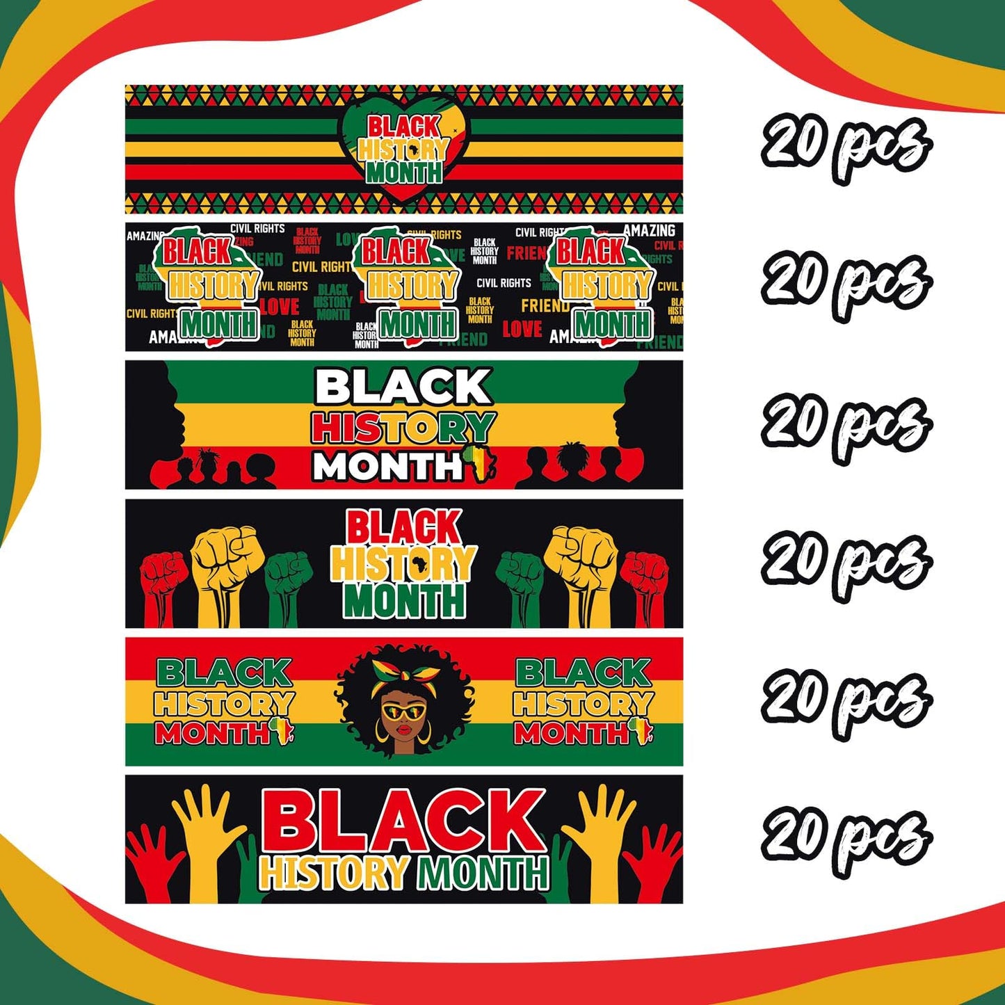 120Pcs Black History Month Label Stickers Black History Month Water Bottle Wrapper Label Decal for Freedom Day African American Celebration Patriotic Festival Party Supplies