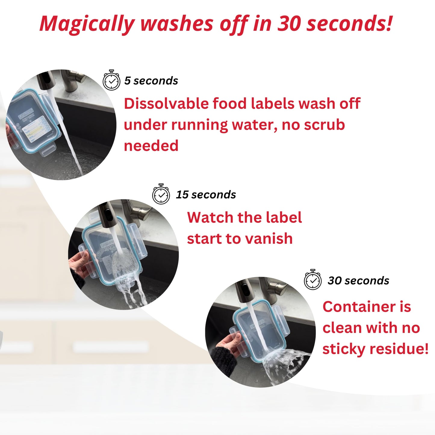 2x3 Food Labels - 500 Blank Dissolvable Stickers for Containers, Kitchen, Freezer, and Baby Food