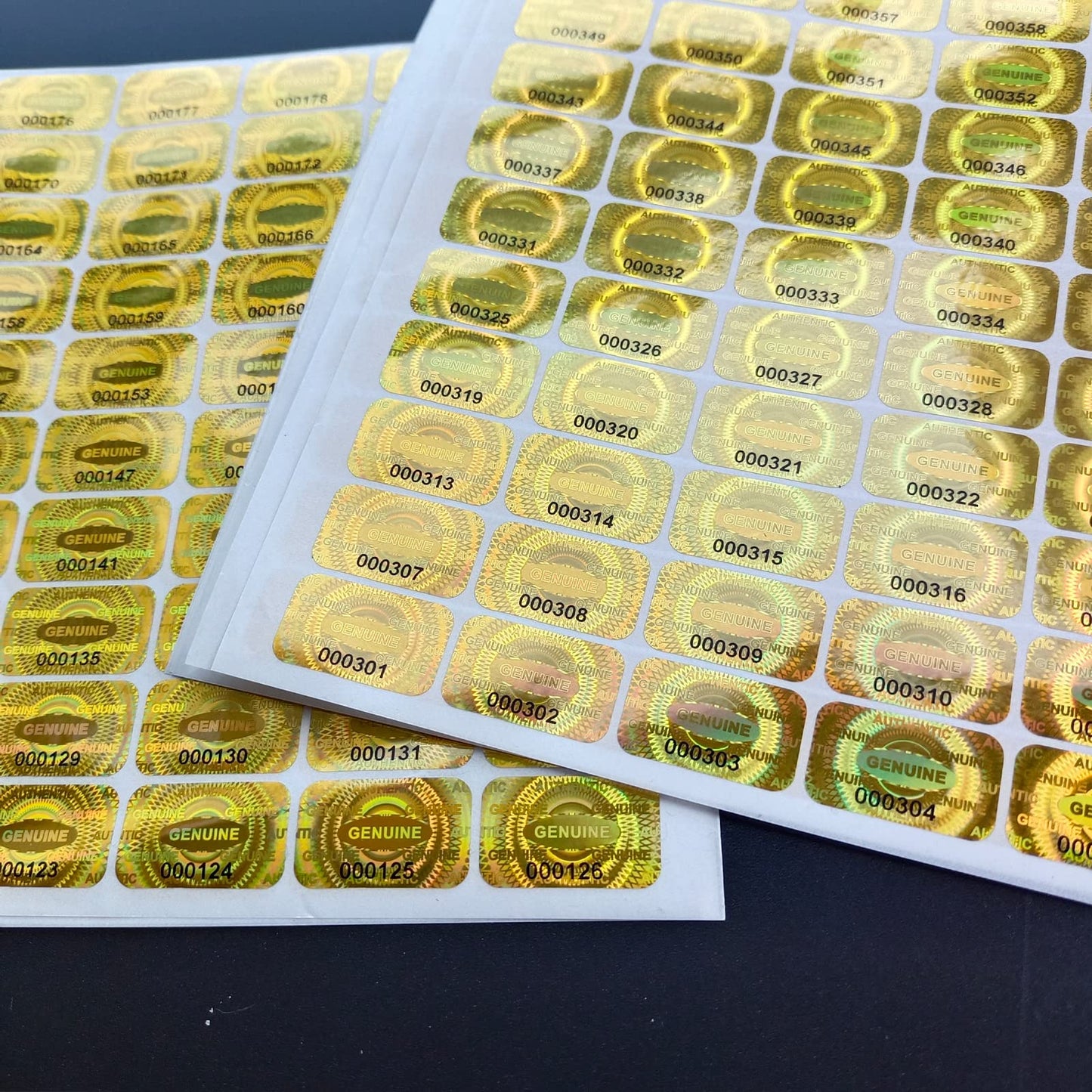 380pcs Hologram Tamper Evident Stickers Security Sticker Warranty Void Seal Tamper Proof Labels Stickers with Unique Sequential Serial Numbering (Gold,1 X 0.6 Inch,GQYH) Gold