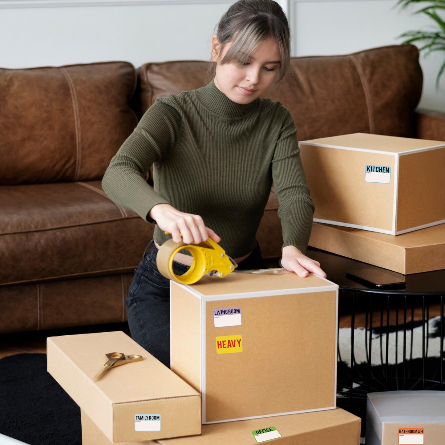 600 Pcs Moving Labels for Boxes, 3 x 2 Packing Labels for 3-4 Bedroom House, 20 Designs Including Fragile and Heavy Stickers