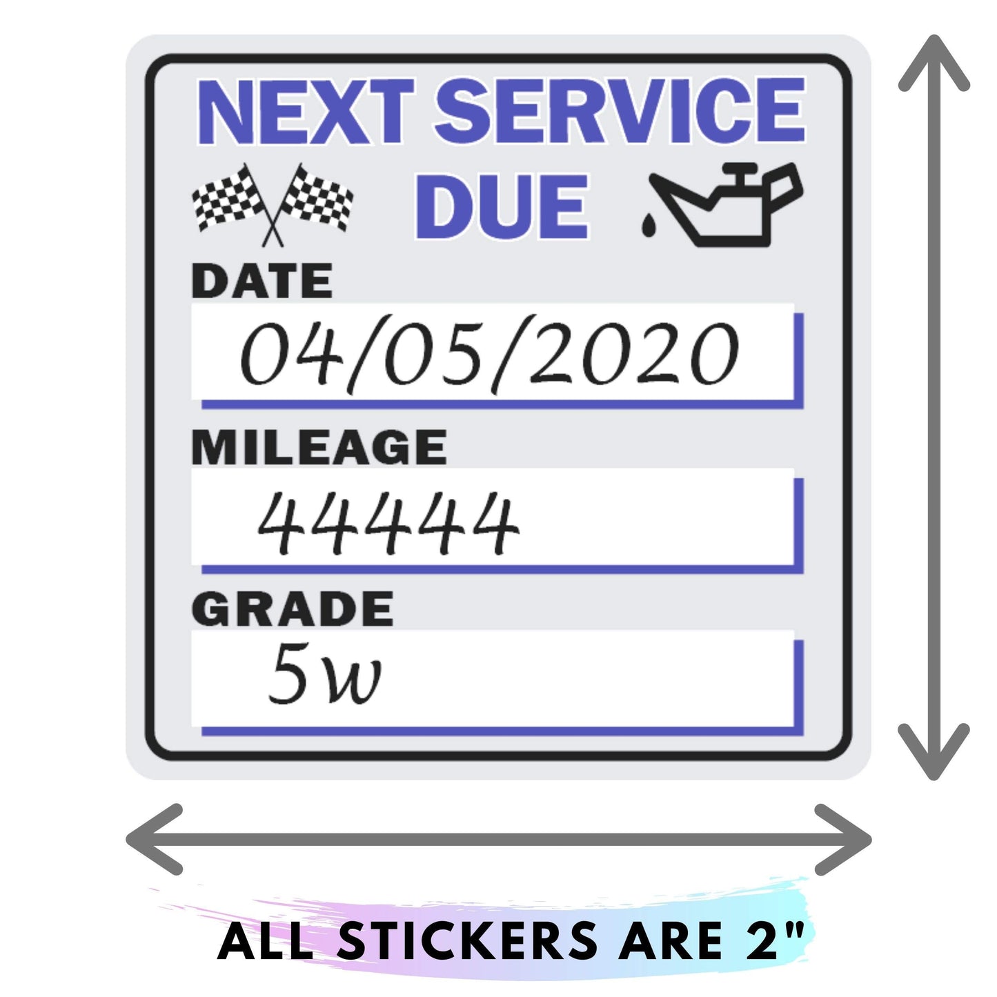Oil Change Stickers 250 Pcs Per Roll-Service Reminder Stickers-2 inches x 2 inches Premium Clear Stock-Windshield Stickers-Checkered Flag- Peel & Write and Stick with No Residue Car Sticker