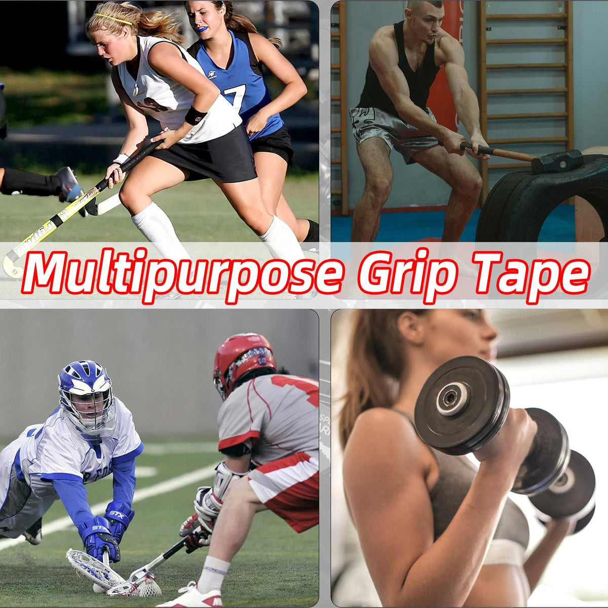 2 Rolls Hockey Tape, Multipurpose Cloth Tape Grip Tape for Lacrosse Stick, Baseball & Softball Bats, Rackets, Pullup Bars, Gardening Tools, Gym, Sports Handle White