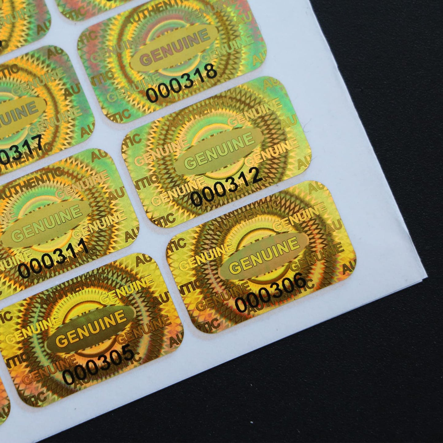 380pcs Hologram Tamper Evident Stickers Security Sticker Warranty Void Seal Tamper Proof Labels Stickers with Unique Sequential Serial Numbering (Gold,1 X 0.6 Inch,GQYH) Gold