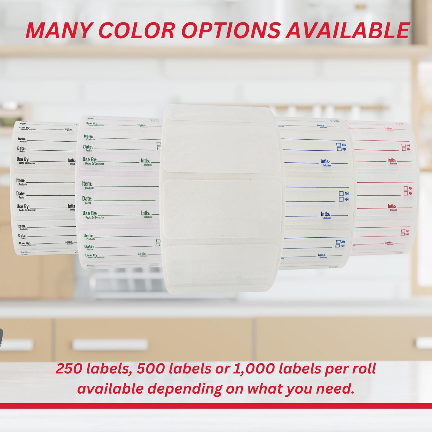 2x1 Dissolvable Labels for Food Storage - Container Stickers, Date Labels (250, Blank) 250 White