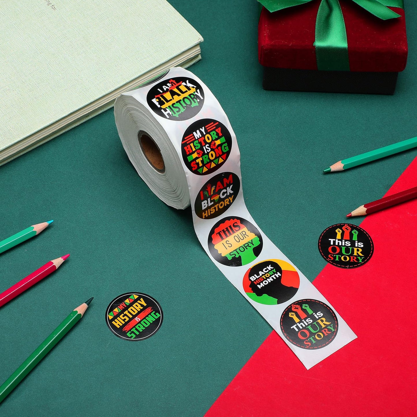 Harloon 1000 Pcs Black History Month Stickers Bulk, Roll Stickers Black Freedom Day Patriotic Party Supplies for Celebrate History Labels Decorations Month Gifts Party Supplies Water Bottle Rewards