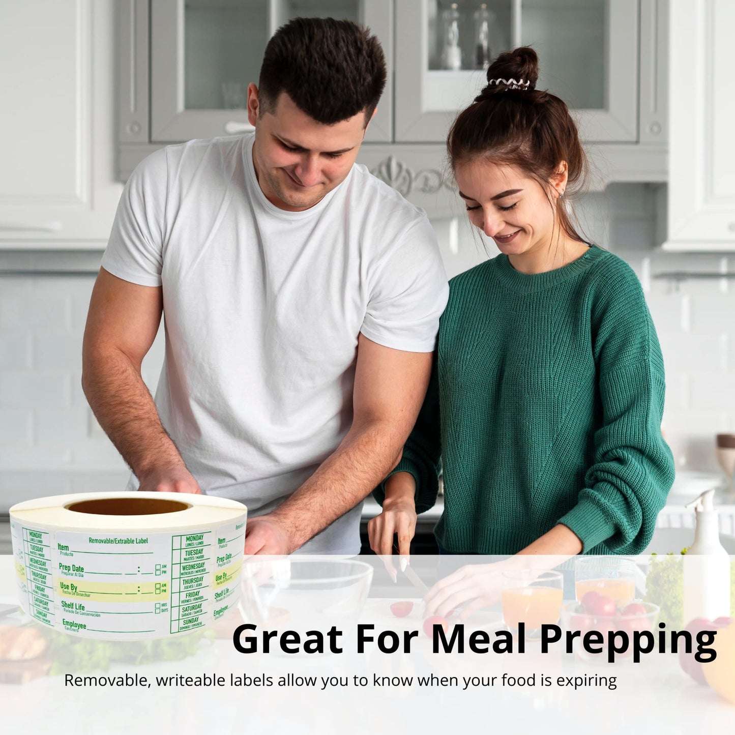 Labels for Food Containers 2x3, 250 Food Labels Stickers, Kitchen Labels, Freezer Labels, Removable Labels for Food Containers, Food Storage Labels, Freezer Labels to Write on, Freezer Tape